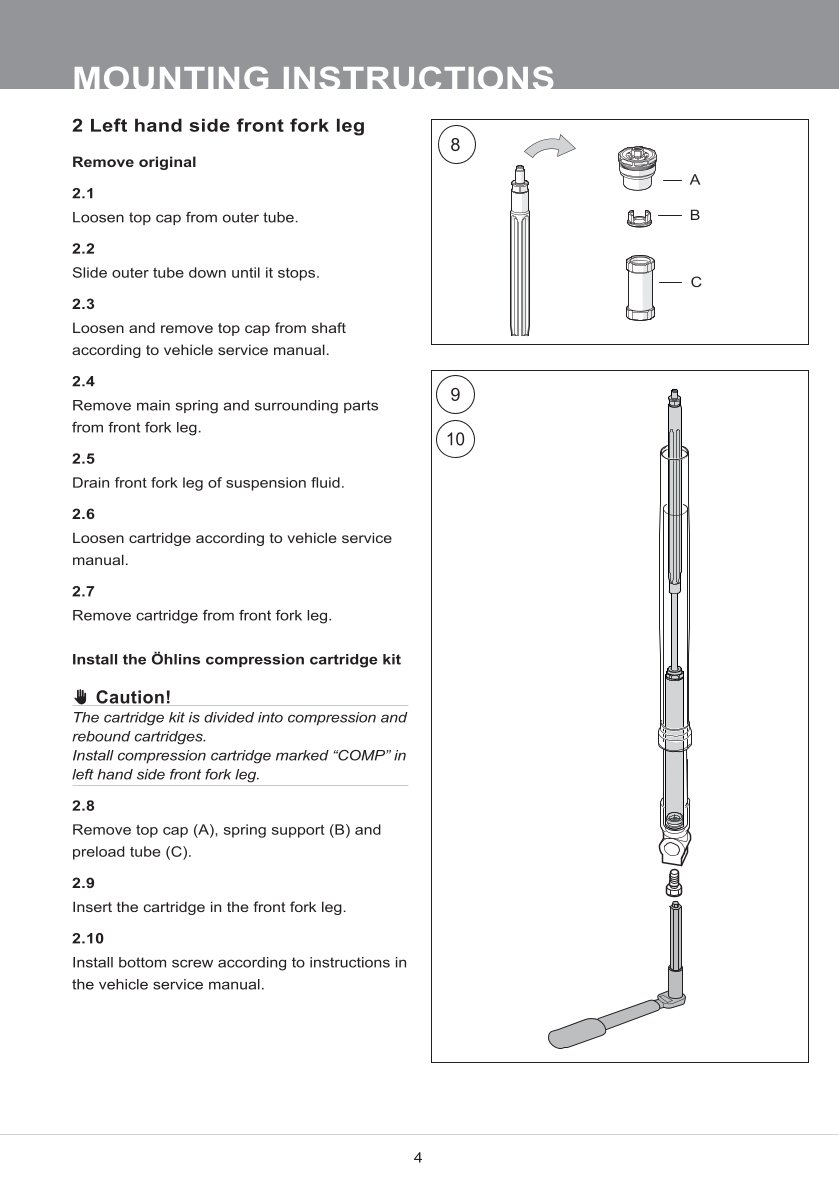 สปริงโช้คหน้า Ohlins 21944-01 For Yamaha R3 2019-2024