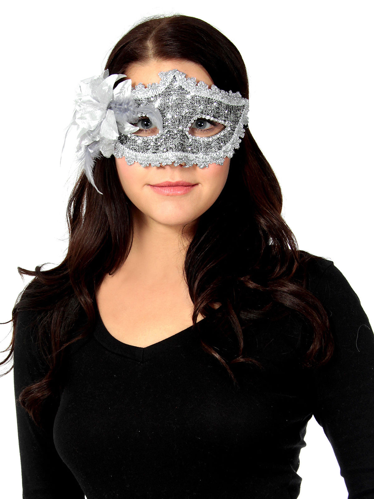 หน้ากากปาร์ตี้สไตล์เวนิสประดับดอกไม้ หน้ากากออกงาน ปาร์ตี้ การแสดง Fancy Masquerade 
