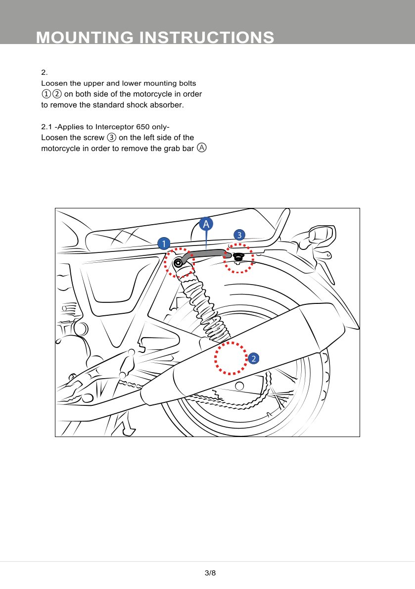 โช๊คหลังแต่ง Ohlins RE912 For Royal Enfield Continental GT 650 ปี 2019-2021