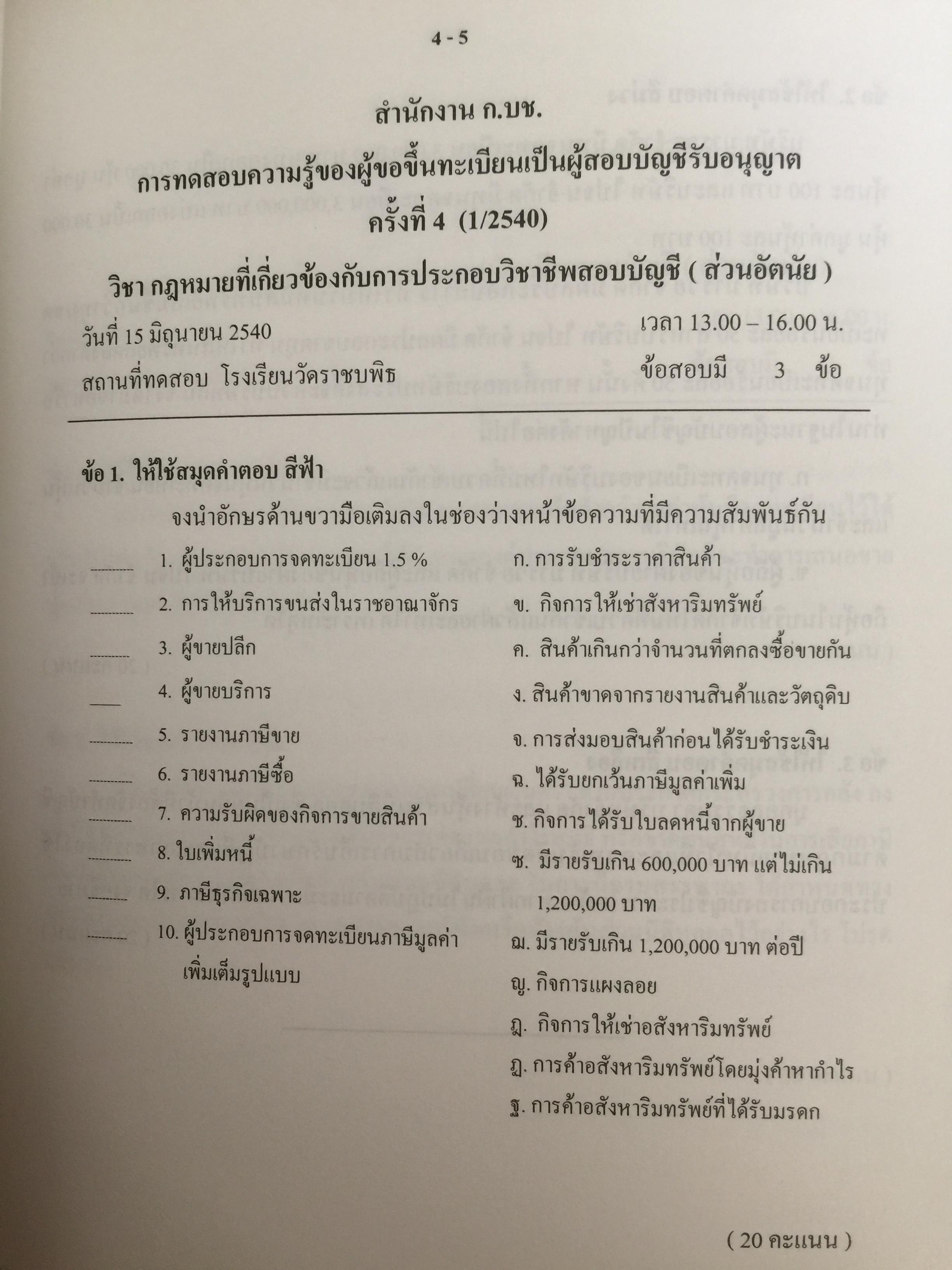 คู่มือสอบ ซีพีเอ (ผู้สอบบัญชีรับอนุญาต). วิชากฎหมายที่เกี่ยวข้องกับการประกอบวิชาชีพสอบบัญชี. โดย นิพันธ์ เห็นโชคชัยชนะ และคณะ 7,500 กรัม