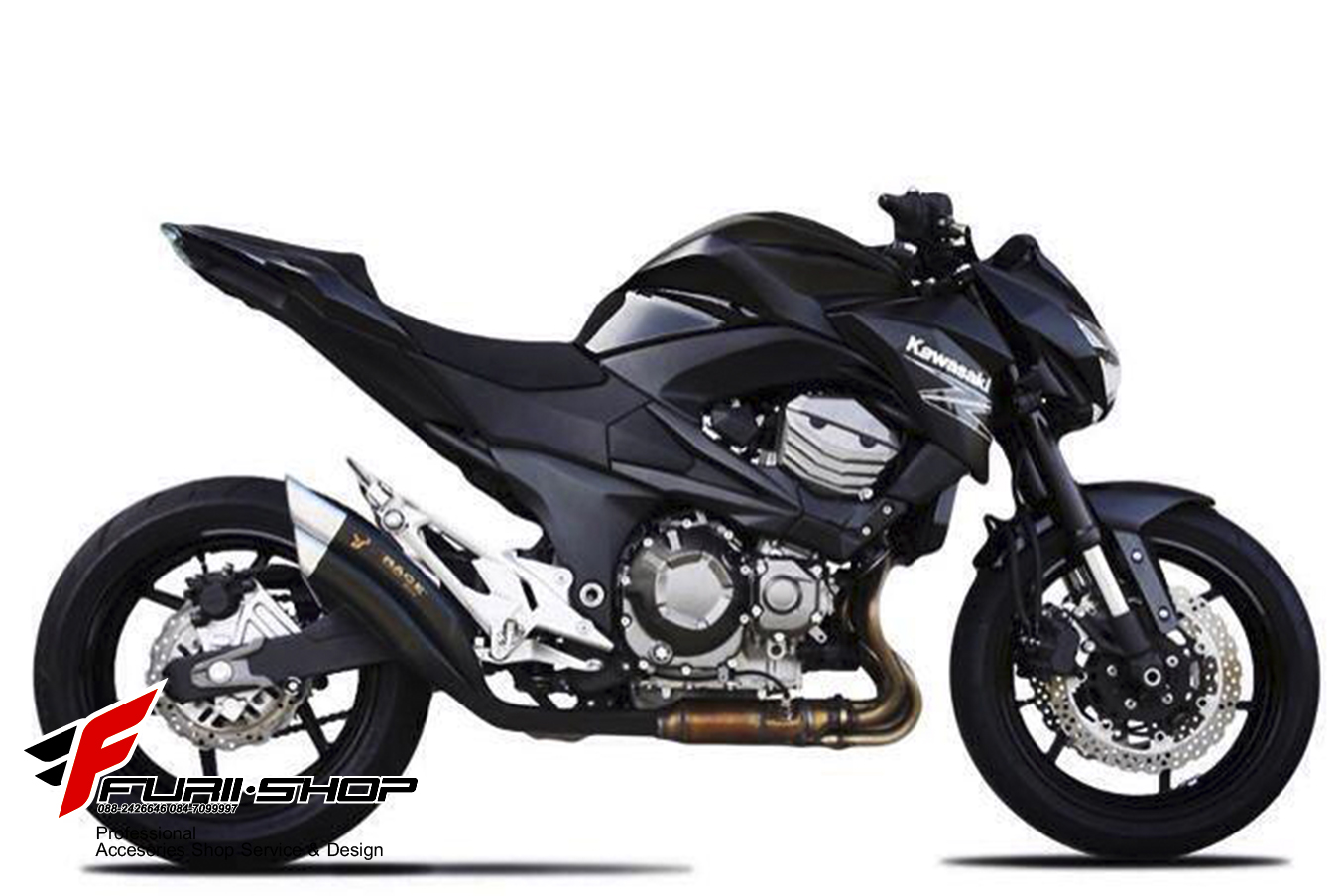 ท่อไอเสียมอเตอร์ไซค์ IXIL IXRACE Z7 BALCK สำหรับรุ่น Z800 SLIP-ON