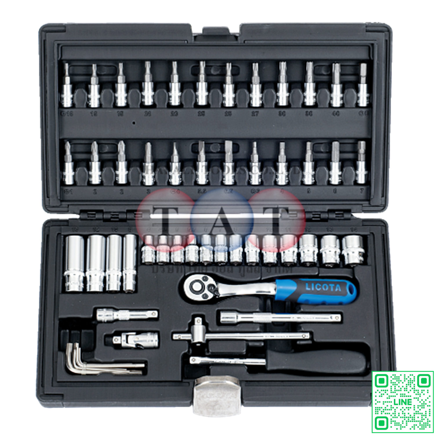 ชุดเซ็ทประแจทอร์คจำนวน 54 ชิ้น ขนาดหัวต่อ 1/4 นิ้ว LICOTA ALK-8003F