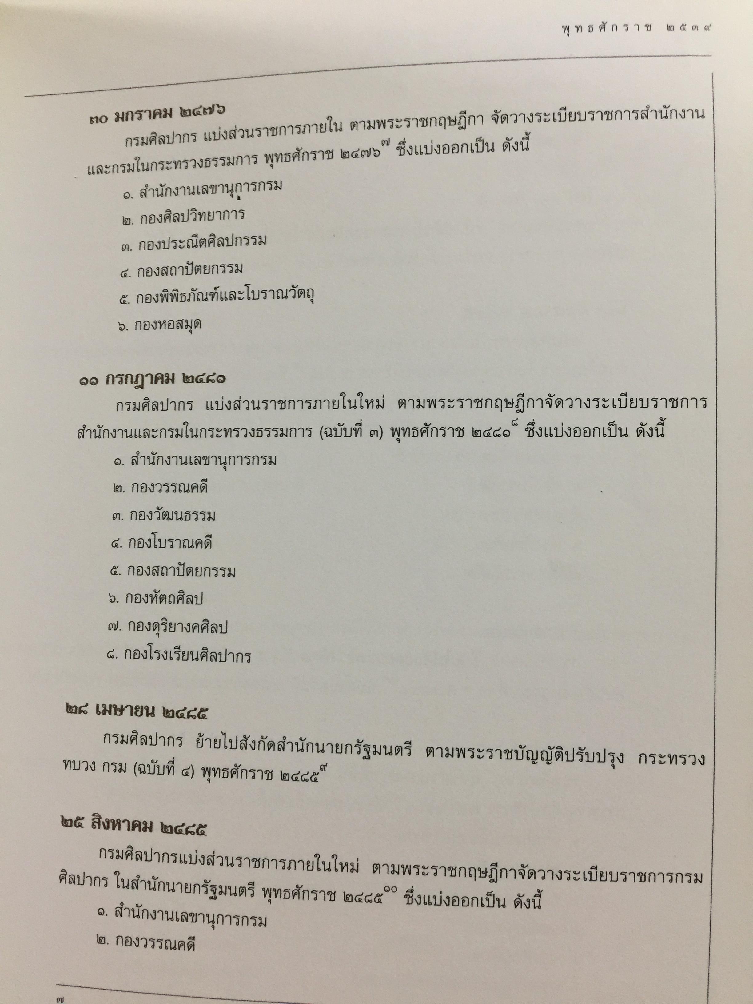 85 ปี แห่งการสถาปนากรมศิลปากร กรมศิลปากรจัดพิมพ์ เนื่องในโอกาสวันสถาปนากรมศิลปกร ปี 2539. 2,500 กรัม