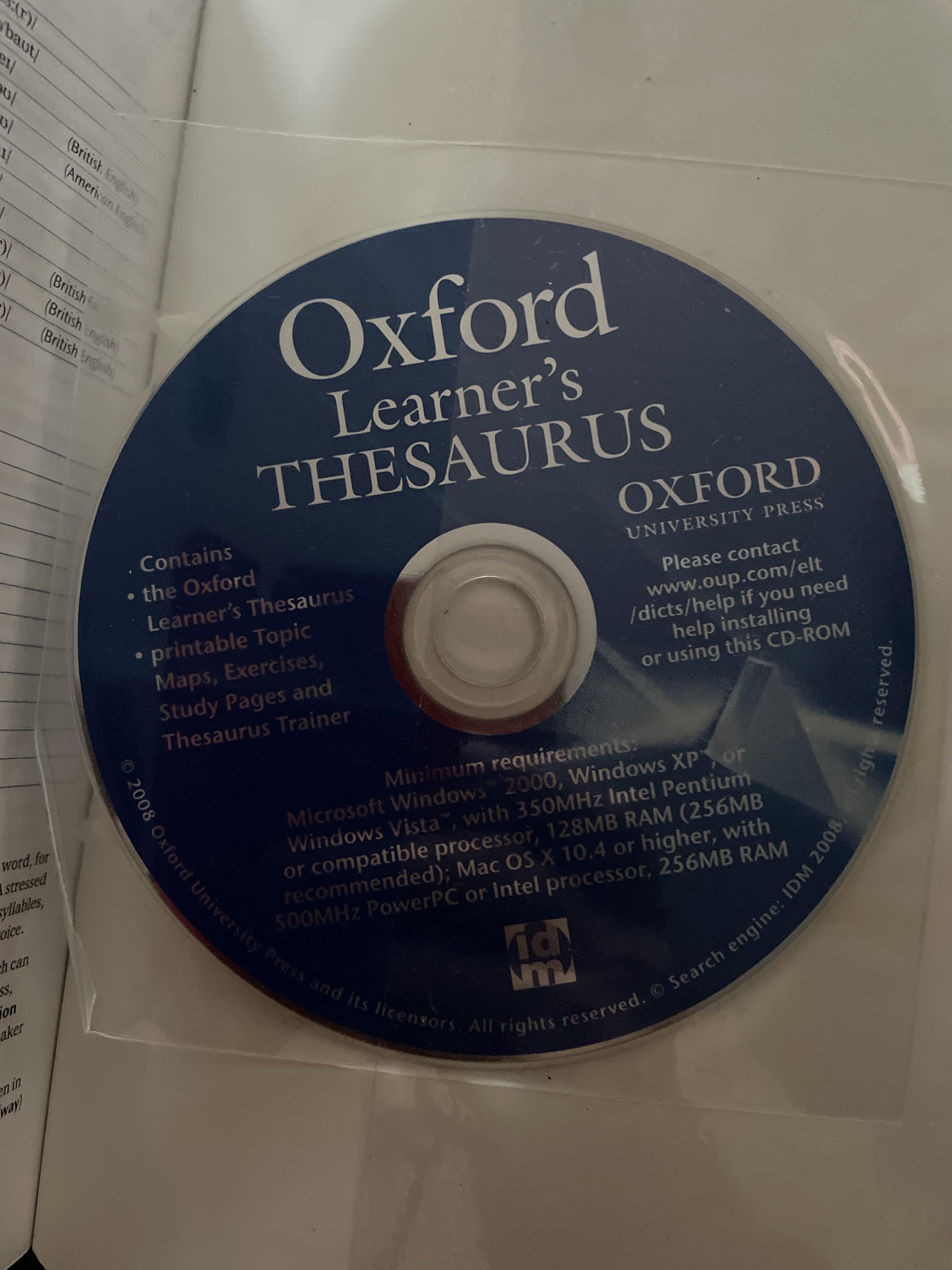 Oxford Learner’s THESAURUS. A DICTIONARY of Synonyms แถม DVD จำนวน 1 แผ่น 4,500 กรัม