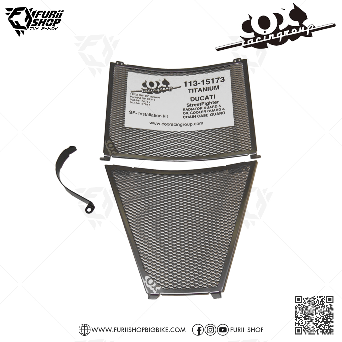 การ์ดหม้อน้ำ Cox Racing Radiator Guard (Titanium) : for Ducati Street Fighter 848/1100