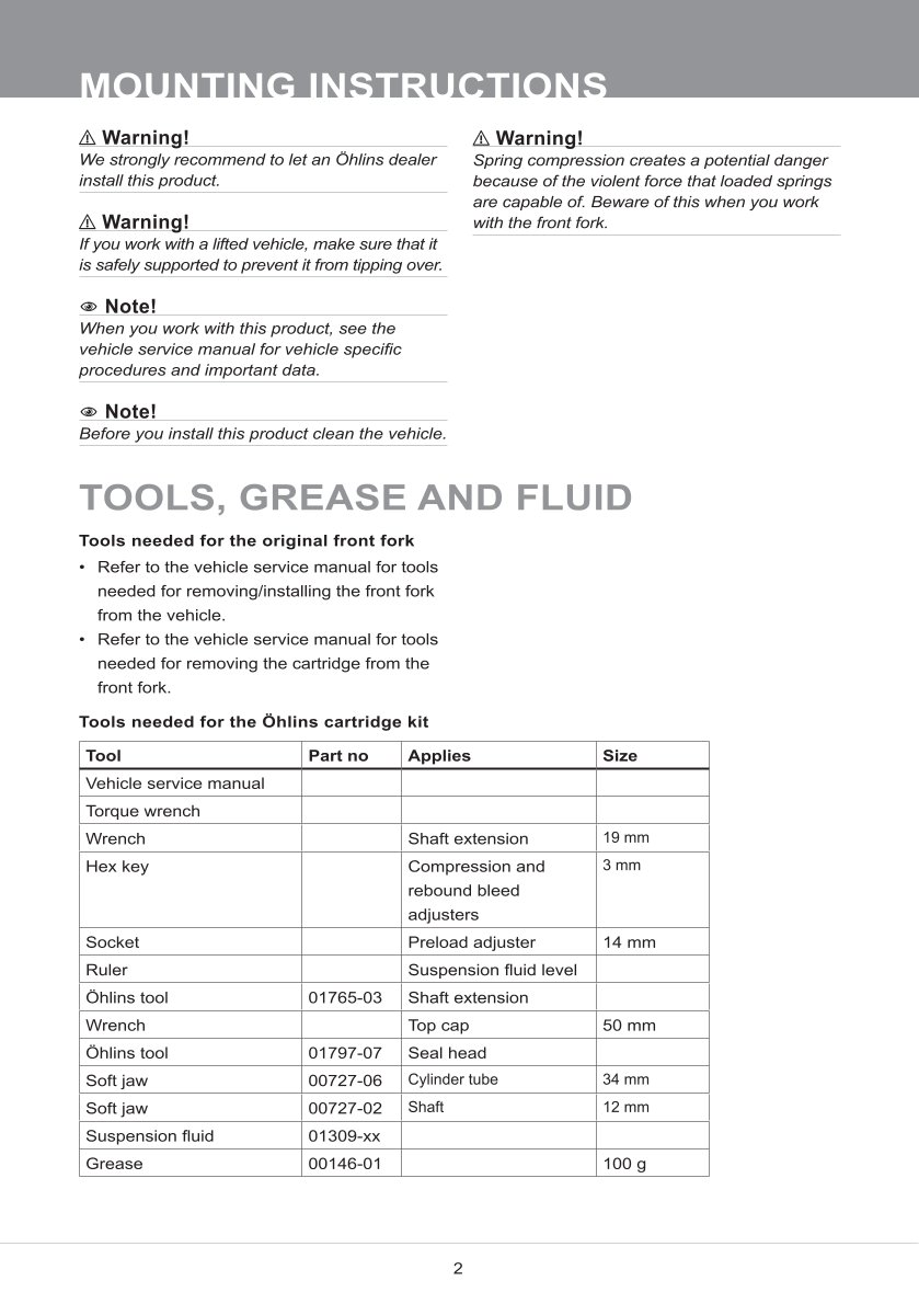 สปริงโช้คหน้า Ohlins FKA118 For Honda CRF300L(Asia) 2021-2023