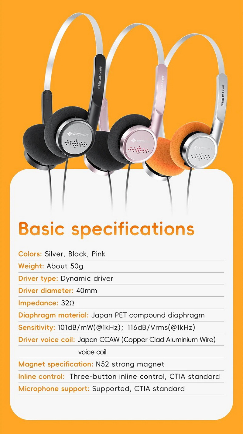 Snowsky Wind หูฟังครอบหูขนาดเล็ก สไตล์ย้อนยุค ไดรเวอร์ไดนามิก สวมใส่สบาย ประกันศูนย์ไทย