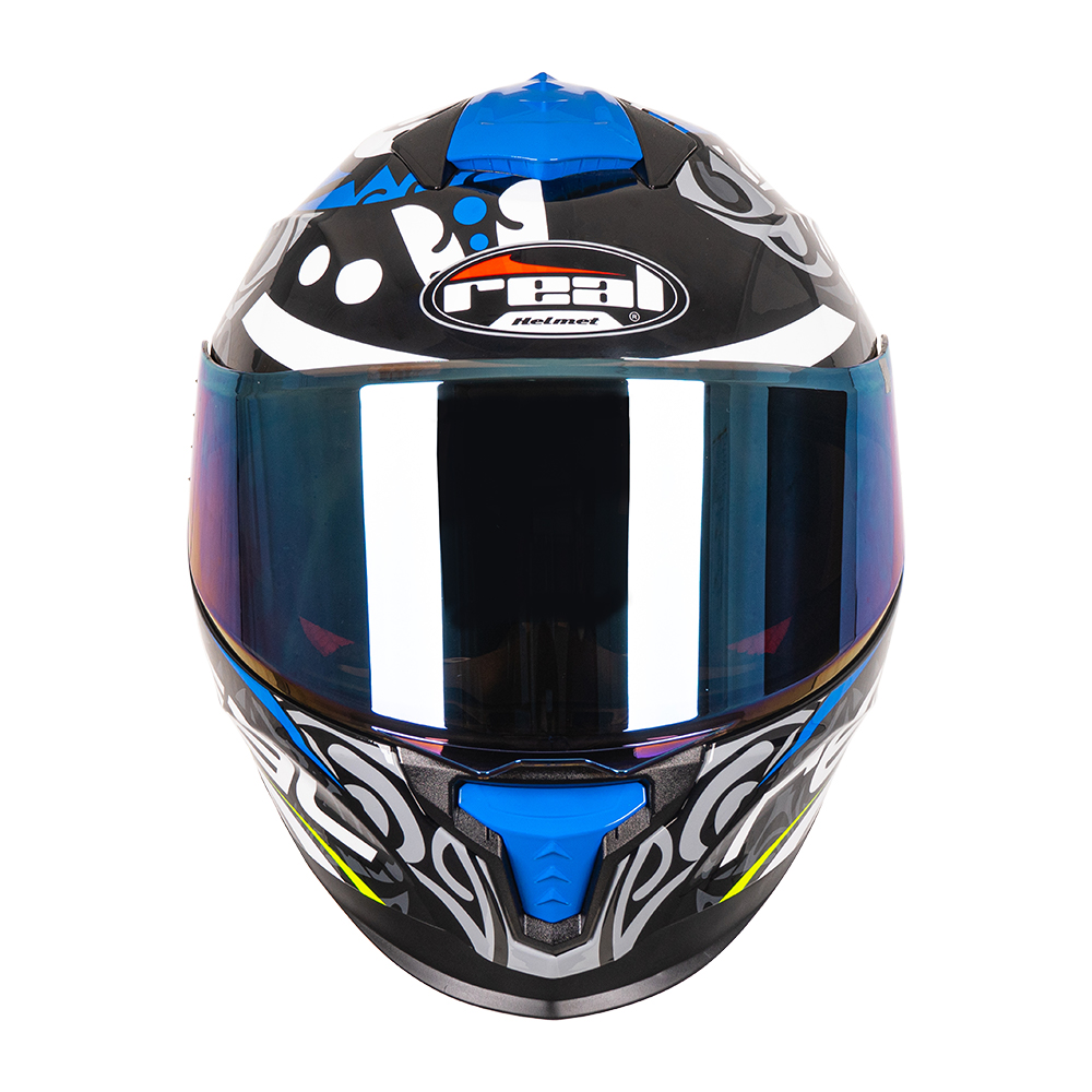 หมวกกันน็อคเต็มใบ หมวกกันน็อค Real Helmets รุ่น Hurricane Maori สีดำ-น้ำเงิน