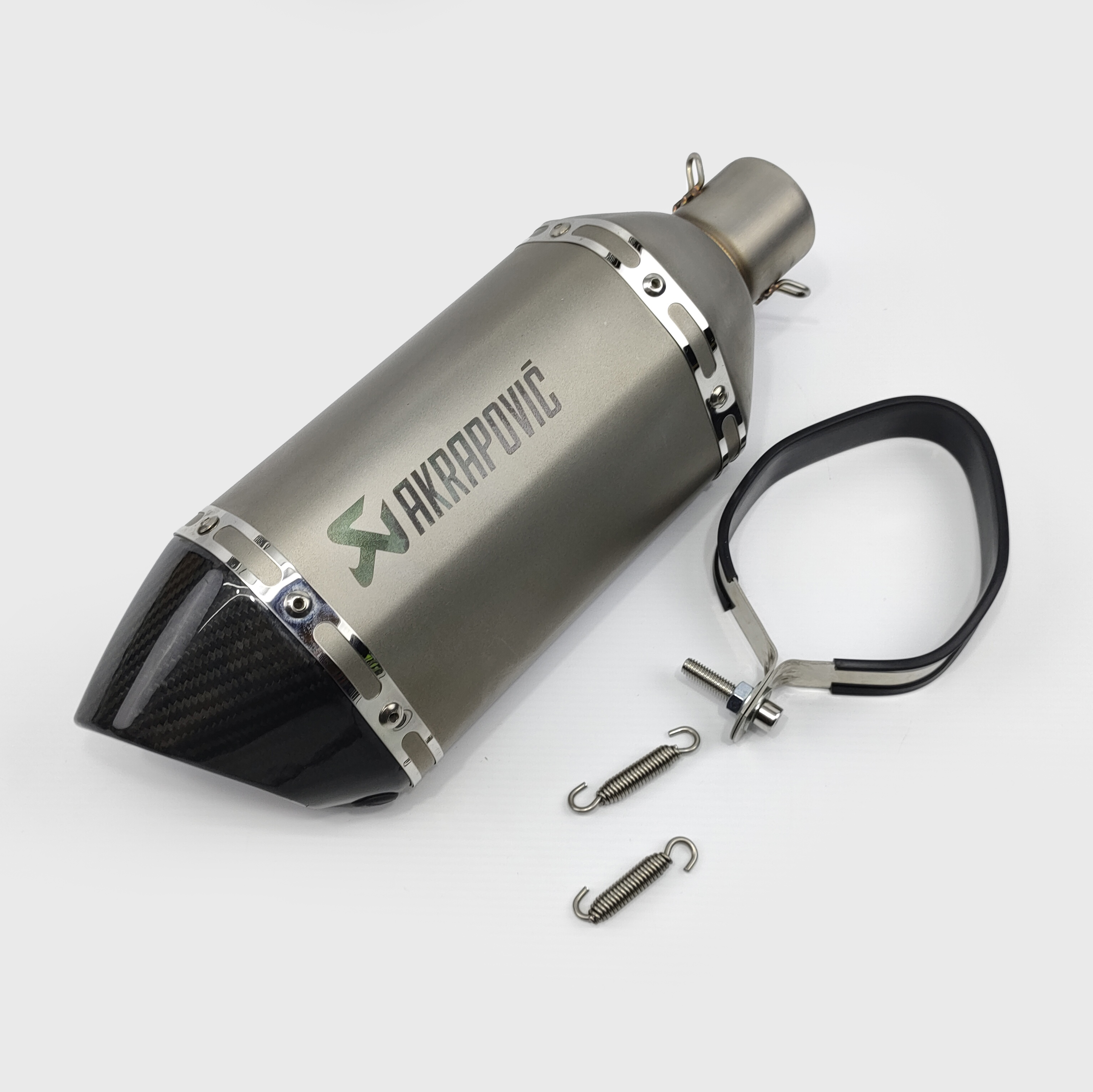 ปลายท่อสูตร ปลายท่อแต่ง Akrapovic สวมคอ 2 นิ้ว ยาว 14 นิ้ว ทรงอ้วนสั้นปลายคาร์บอน