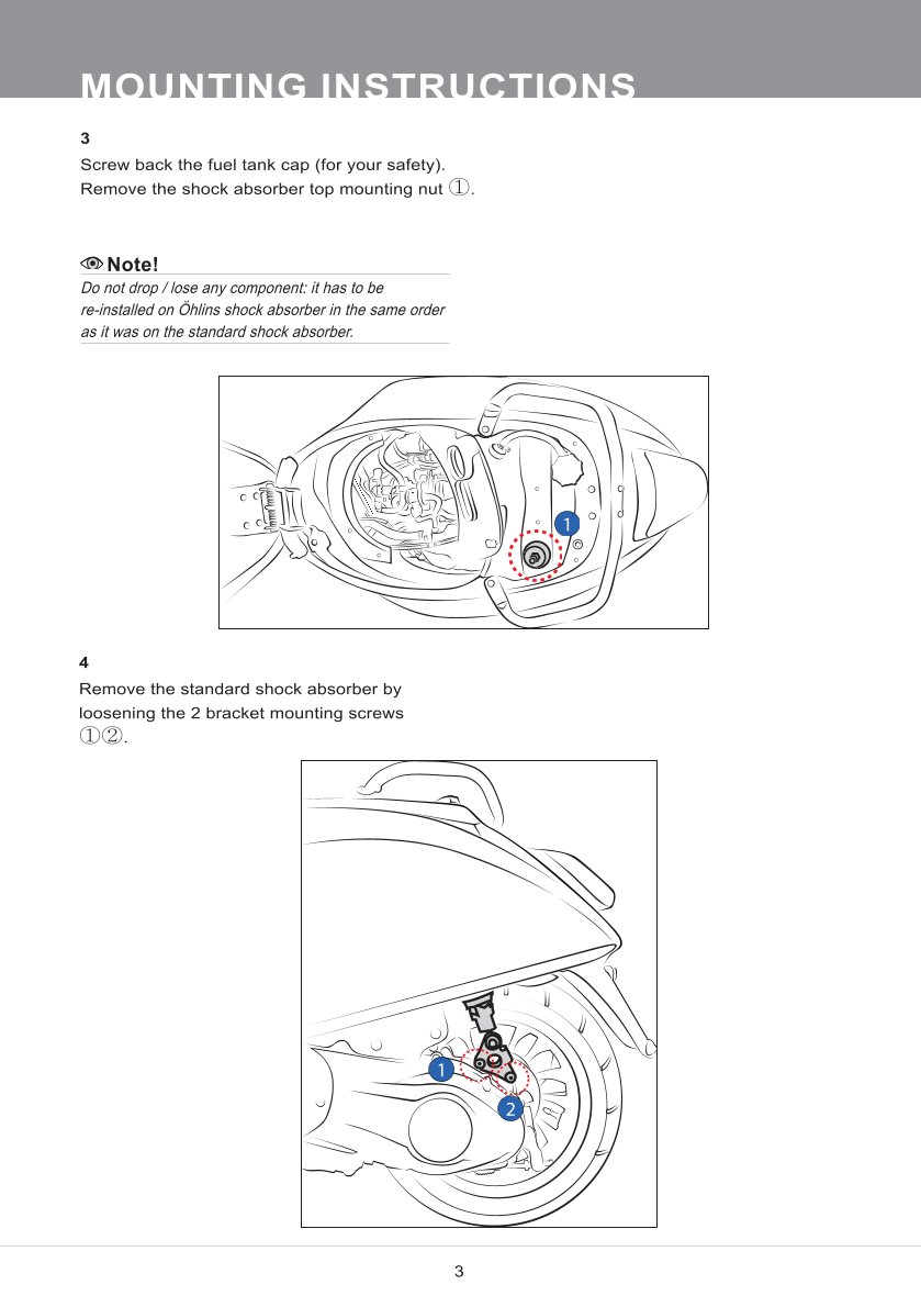 โช๊คหลังแต่ง Ohlins PI502 For Vespa Sprint 150 ABS 2017-2025