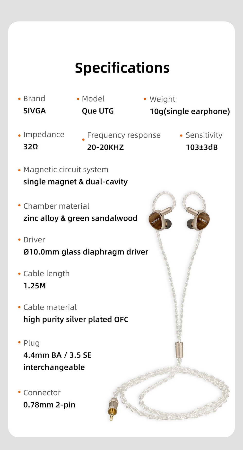 Sivga QueUTG หูฟัง IEMs ไดรเวอร์ Dynamic ไดอะแฟรมกระจกแบน ปลั๊กหูฟังถอดเปลี่ยนได้ ประกันศูนย์ไทย