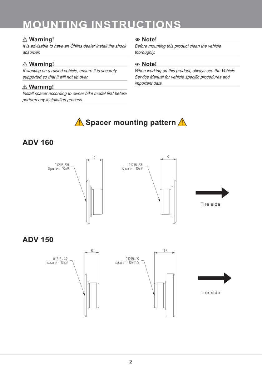 โช๊คหลังแต่ง Ohlins HO345 For Honda ADV 160 ปี 2022-2023