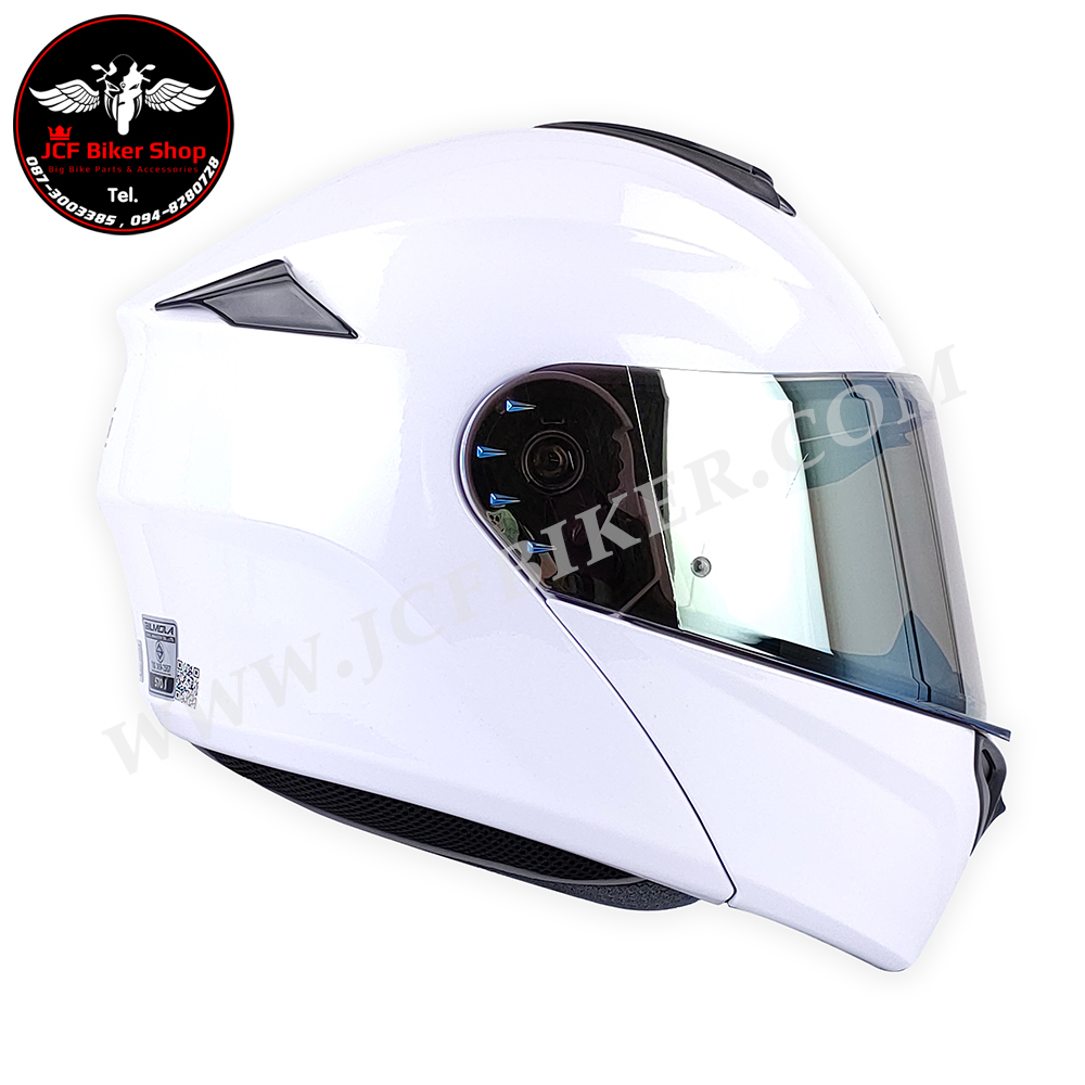 หมวกกันน็อคเต็มใบเปิดคางได้ หมวกกันน็อค Bilmola Helmet รุ่น Explorer Flip-up 2024 สี PLAIN PEARL WHITE