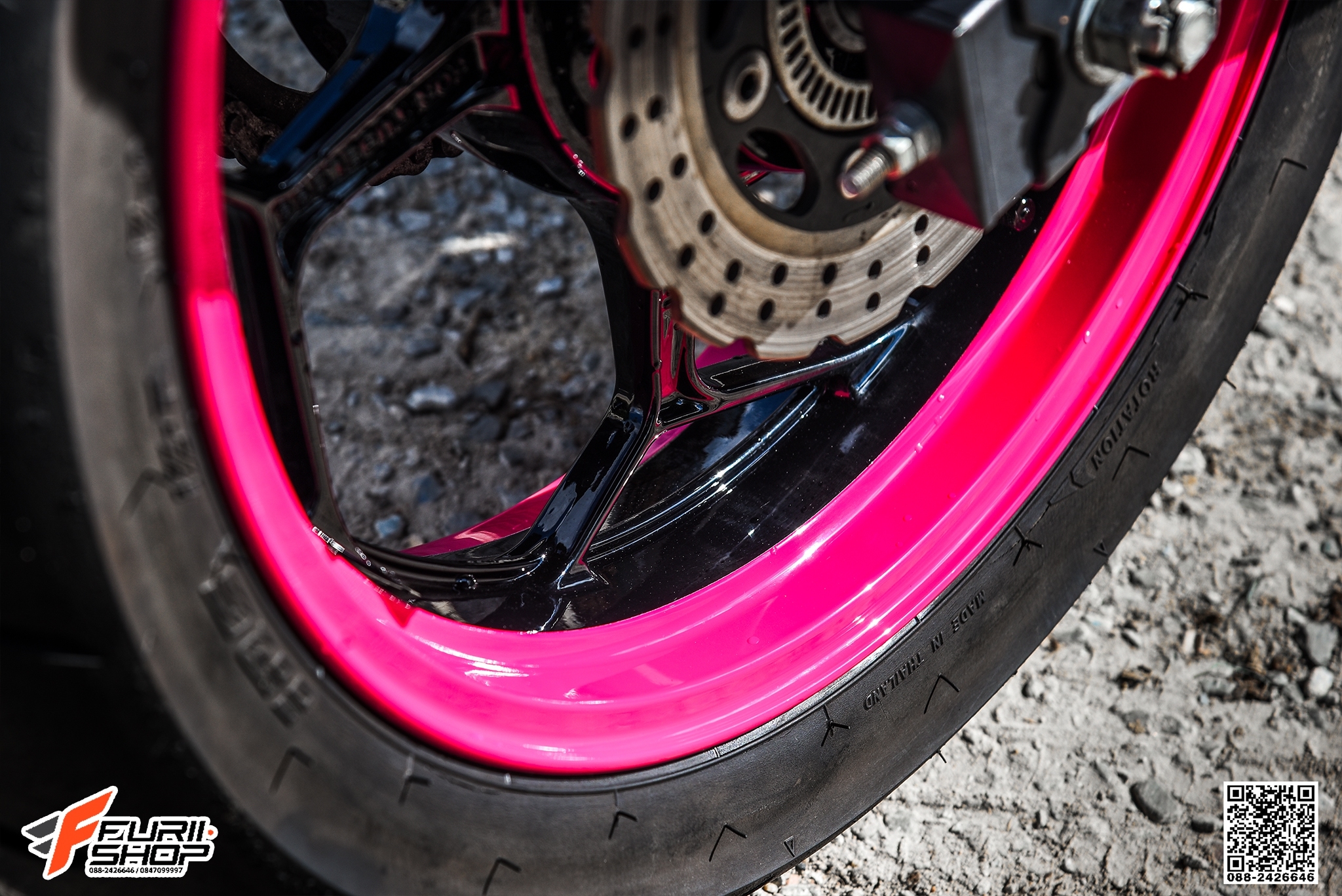 ทำสีล้อ MAGENTA PINK FOR NINJA300