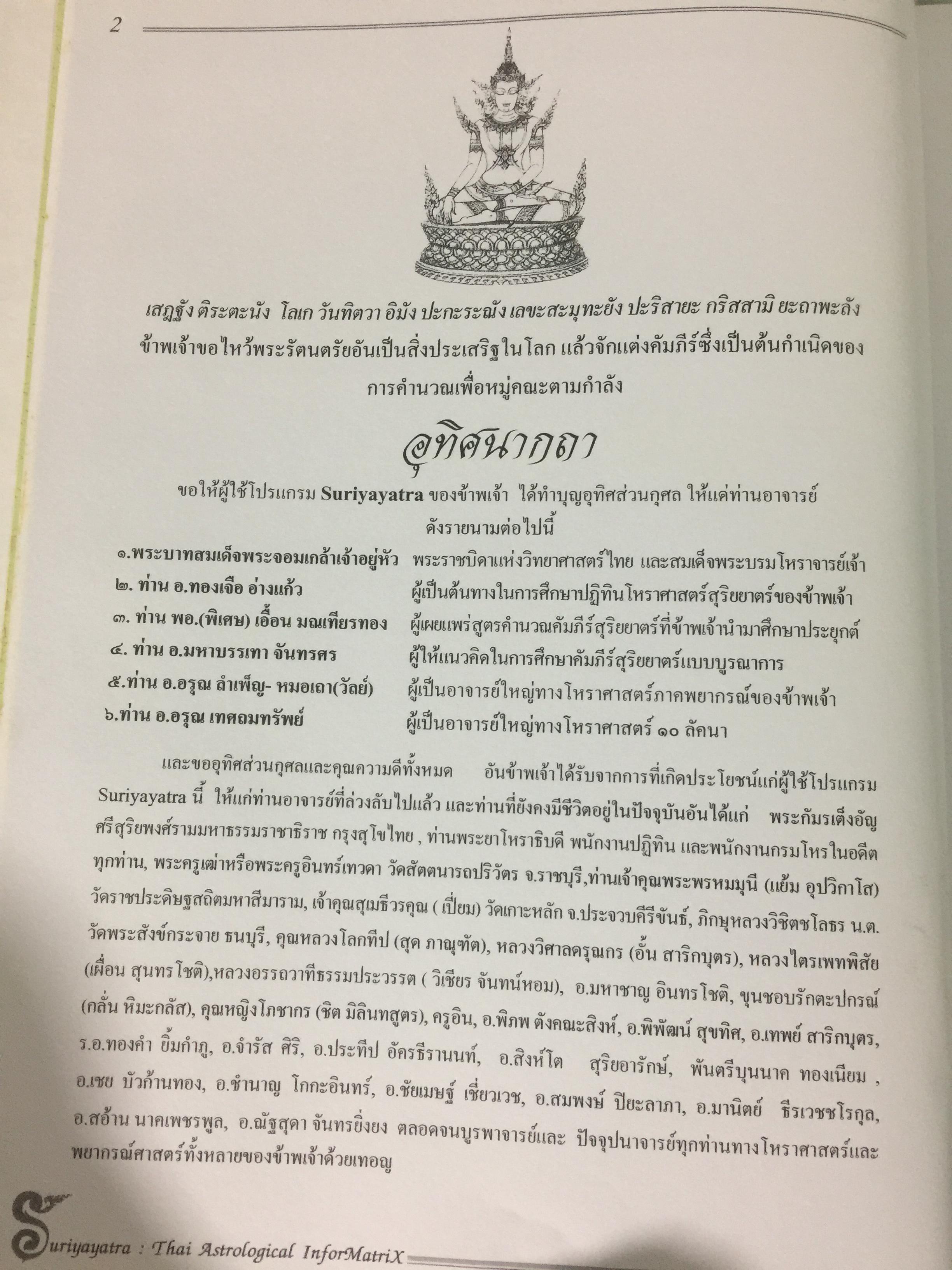 คู่มือ โปรแกรม Suriya Yata. โปรแกรมสาลัทธ์สนเทศโหราศาสตร์ไทย เหมาะสำหรับนักศึกษา ผู้สนใจวิชาโหราศาสตร์ไทยทุกระดับ 0 กก.