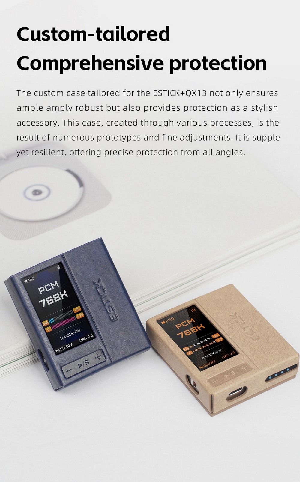 FiiO SK-ESTICK+QX13 เคสหนังสำหรับ ESTICK+QX13 ให้การป้องกันที่ยอดเยี่ยม ทนทาน เฉพาะเคส [-เคส-]