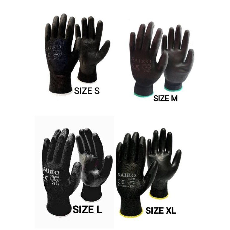 ถุงมือไนล่อนเคลือบ PU เต็มฝ่ามือ