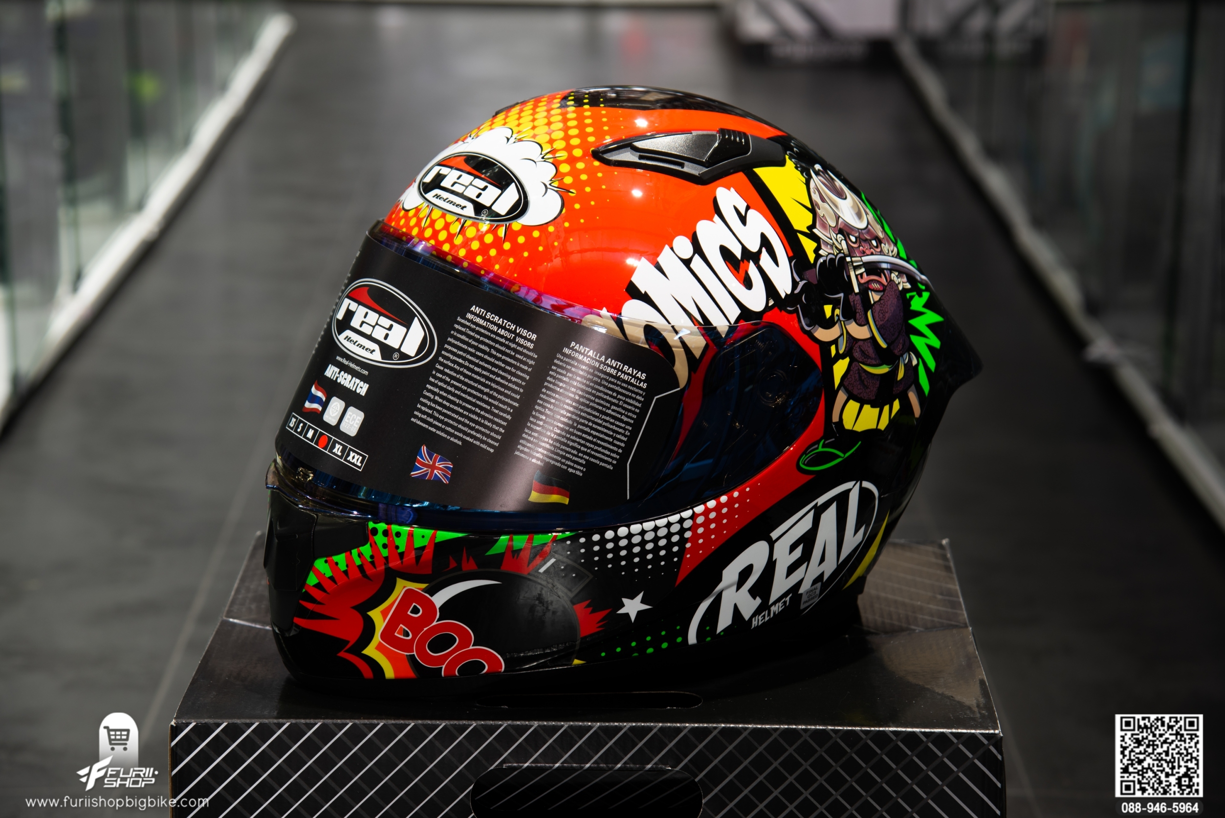 หมวกกันน็อค REAL RAPTOR COMIC BLACK/RED