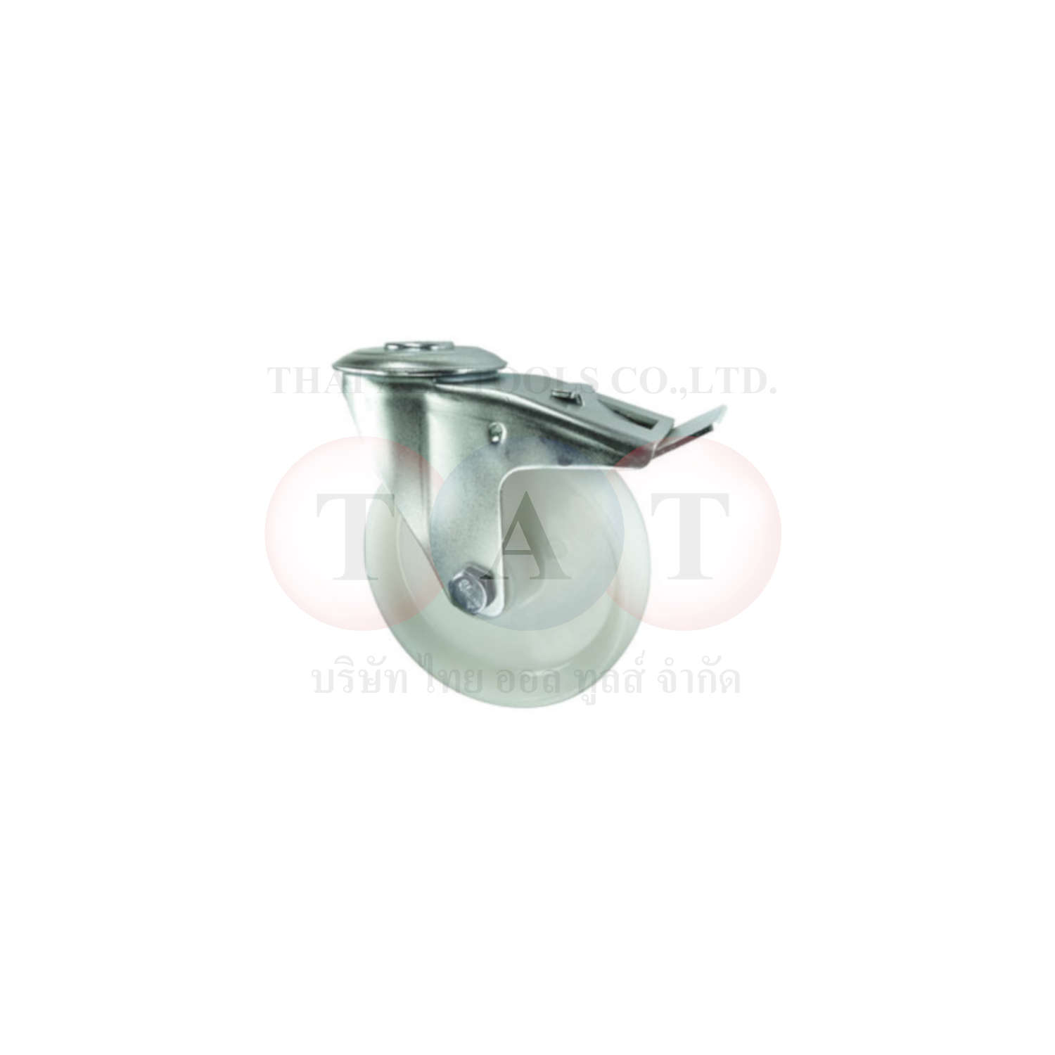 Atlas Workholders.Steel Castor with Nylon Wheel Swivel Bolt Hole With Brake 125mm