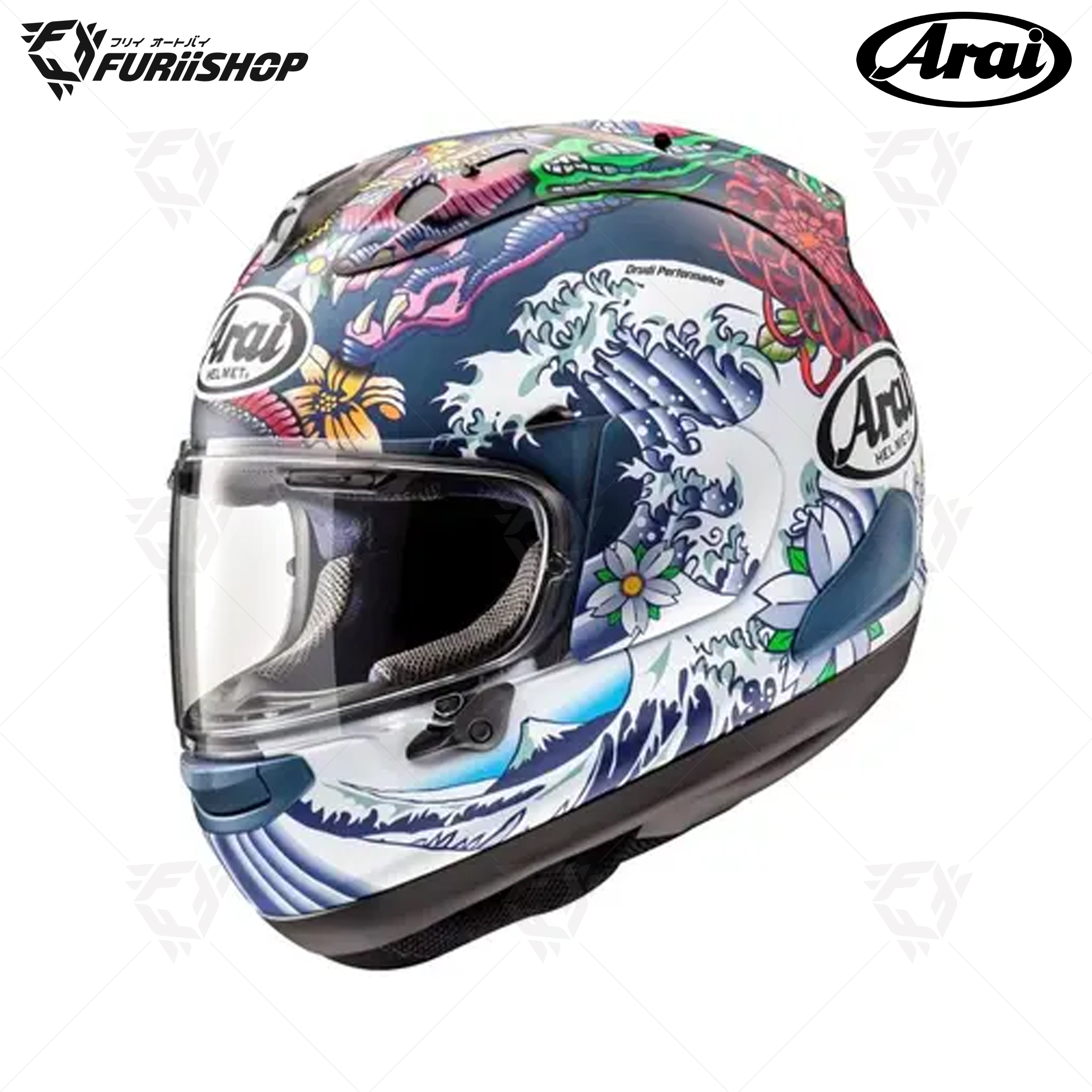 หมวกกันน็อคเต็มใบ Arai :RX-7V EVO Oriental Flat Blue (Frost Finish)