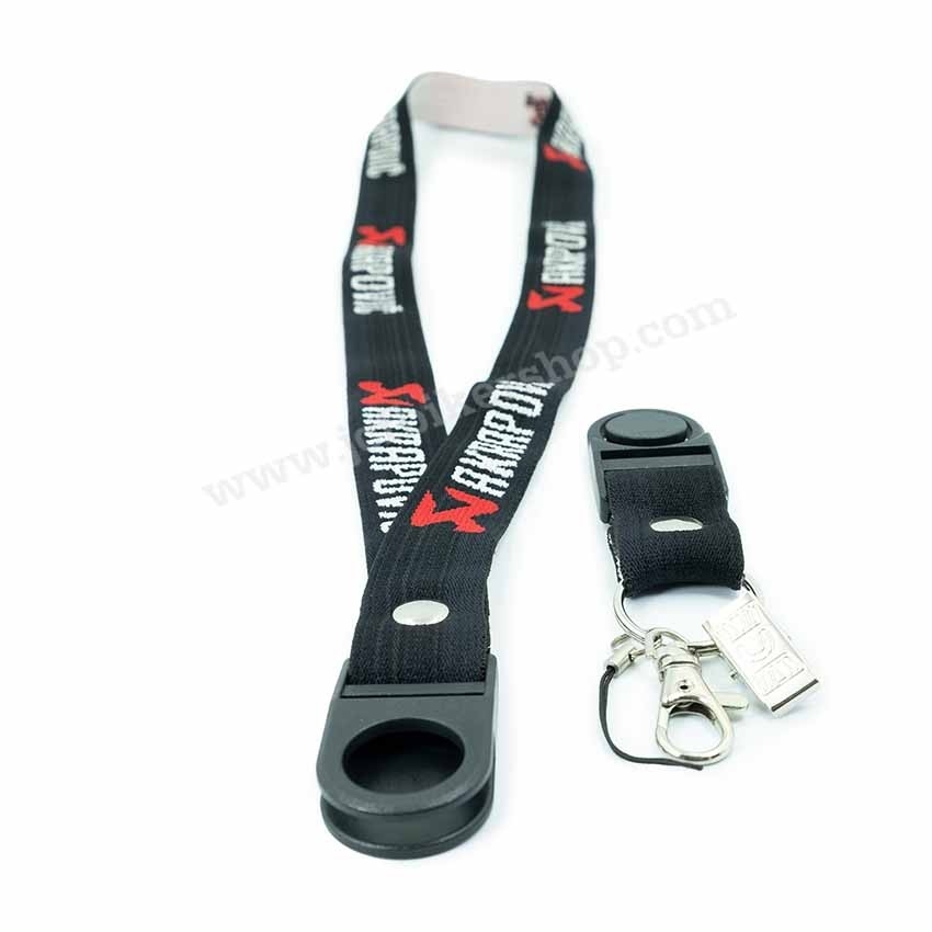 สายคล้องบัตร สายคล้องคอ สายคล้องกุญแจ สายคล้องโทรศัพท์ AKRAPOVIC(มีตัวปลดล็คปลายสาย)