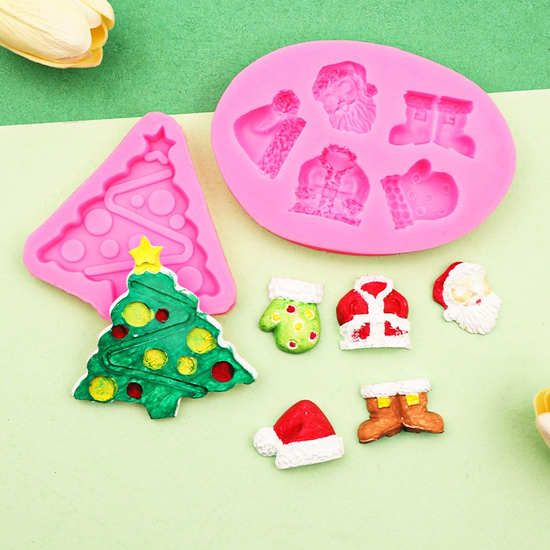 แม่พิมพ์ถุงน่องคริสต์มาสต้นคริสต์มาส แม่พิมพ์เค้กซิลิโคน