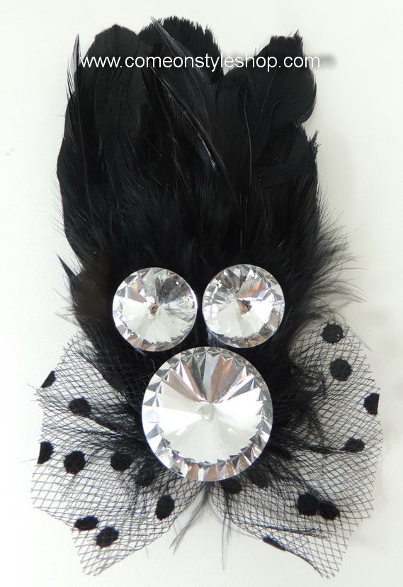เข็มกลัดแฟชั่น เกาหลี หรือกิ๊บติดผม ประดับขนนก คริสตัล Feather Brooch or Hair Clip