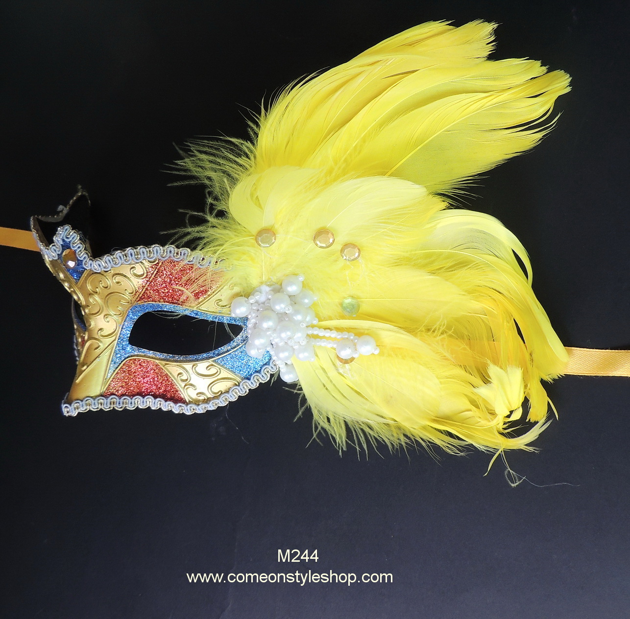 หน้ากากแฟนซีประดับขนนกแท้ หน้ากากปาร์ตี้ ออกงาน การแสดง งานคุณภาพ Fancy masquerade party with feather mask