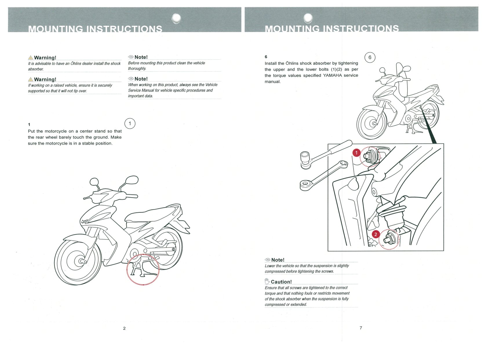 โช๊คหลัง OHLINS YA110021 FOR Yamaha Spark135i 2014