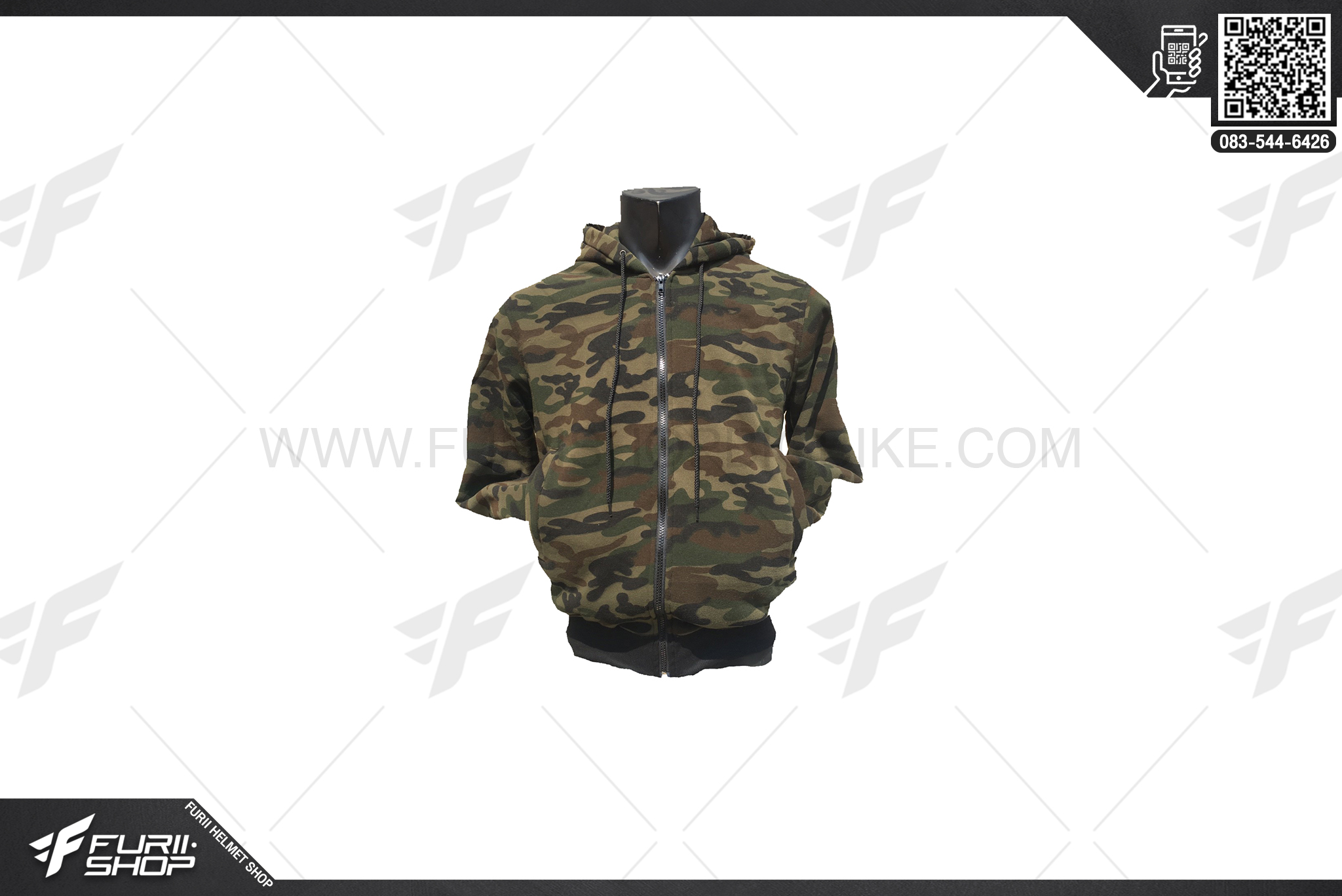 เสื้อแจ็คเก็ต KINGPANTHER HOOD พรางเขียวน้ำตาล
