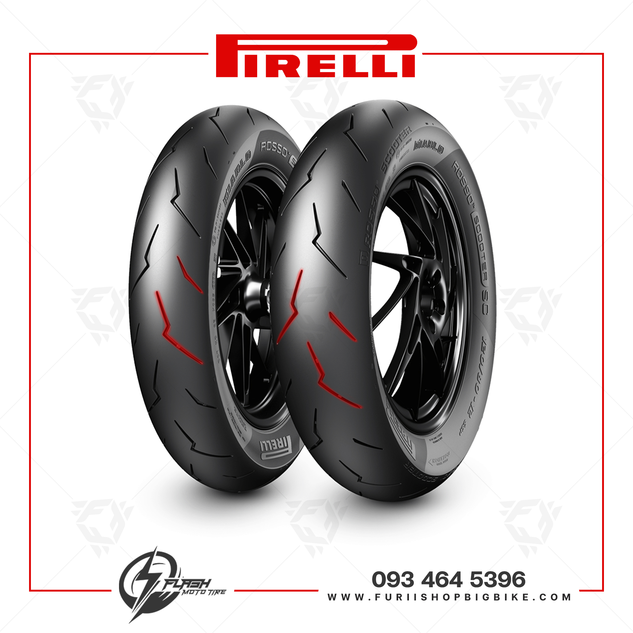 ยางมอเตอร์ไซค์ Pirelli Diablo Rosso Scooter SC : F 100/90-12 + R 120/80-12