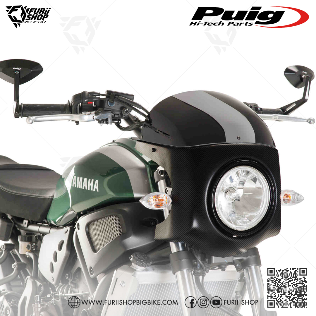 ชิลด์หน้า Puig Windshield Retro Semi Fairing Carbon : for Yamaha XSR700 2017-2020