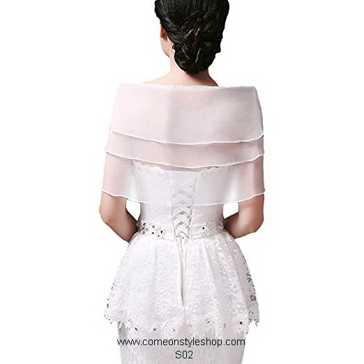 ผ้าคลุมไหล่สีขาว ผ้าคลุมไหล่สำหรับชุดแต่งงานหรือสวมคู่ชุดราตรี