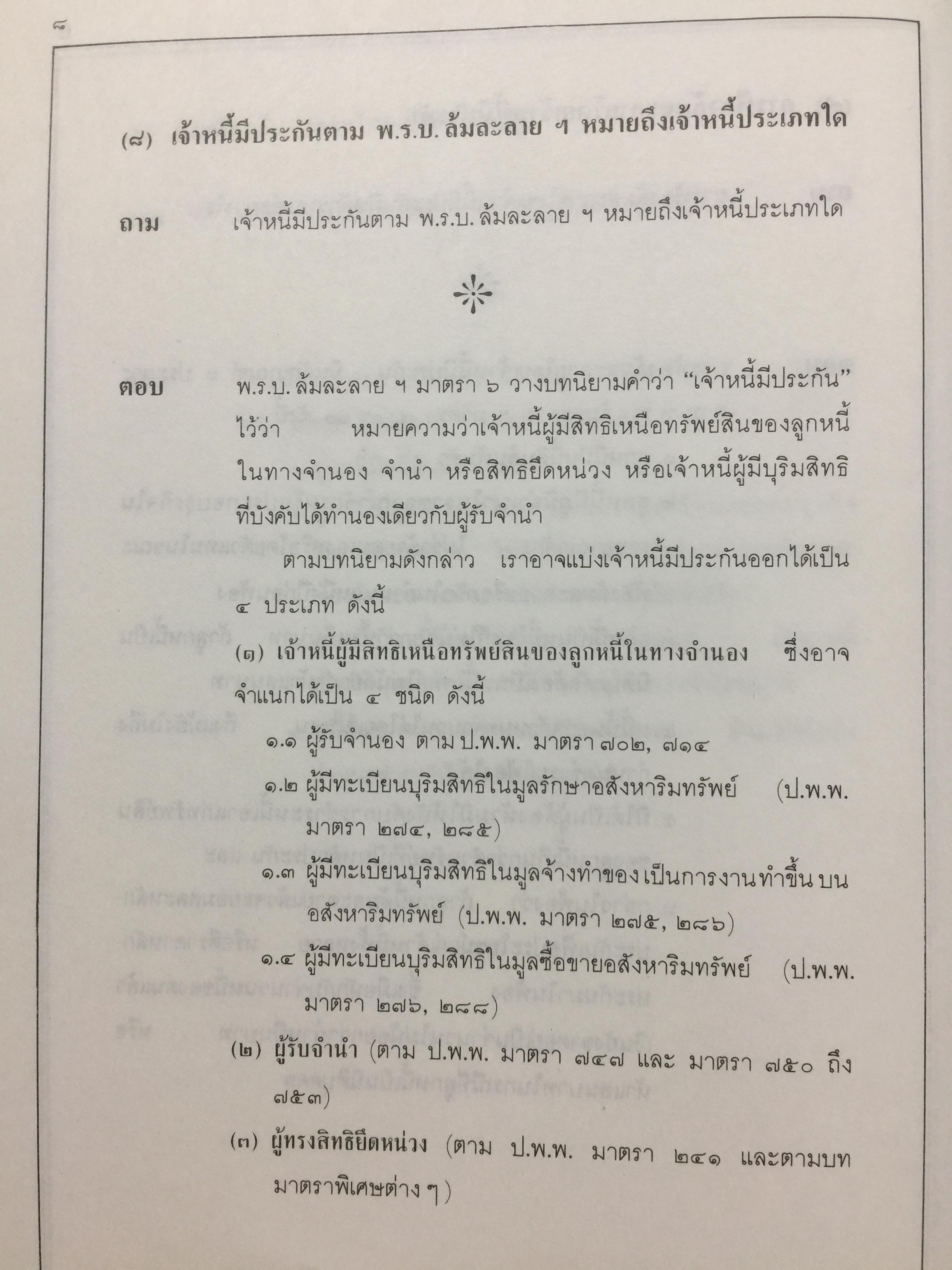 ปัญหาล้มละลายในภาคปฎิบัติ (คำถาม-คำตอบ) พร้อมด้วยพระราชบัญญัติล้มละลายฯแก้ไขเพิ่มเติม 2526 ผู้เขียนอาจารย์ทวี กสิยพงศ์ 1 กก.