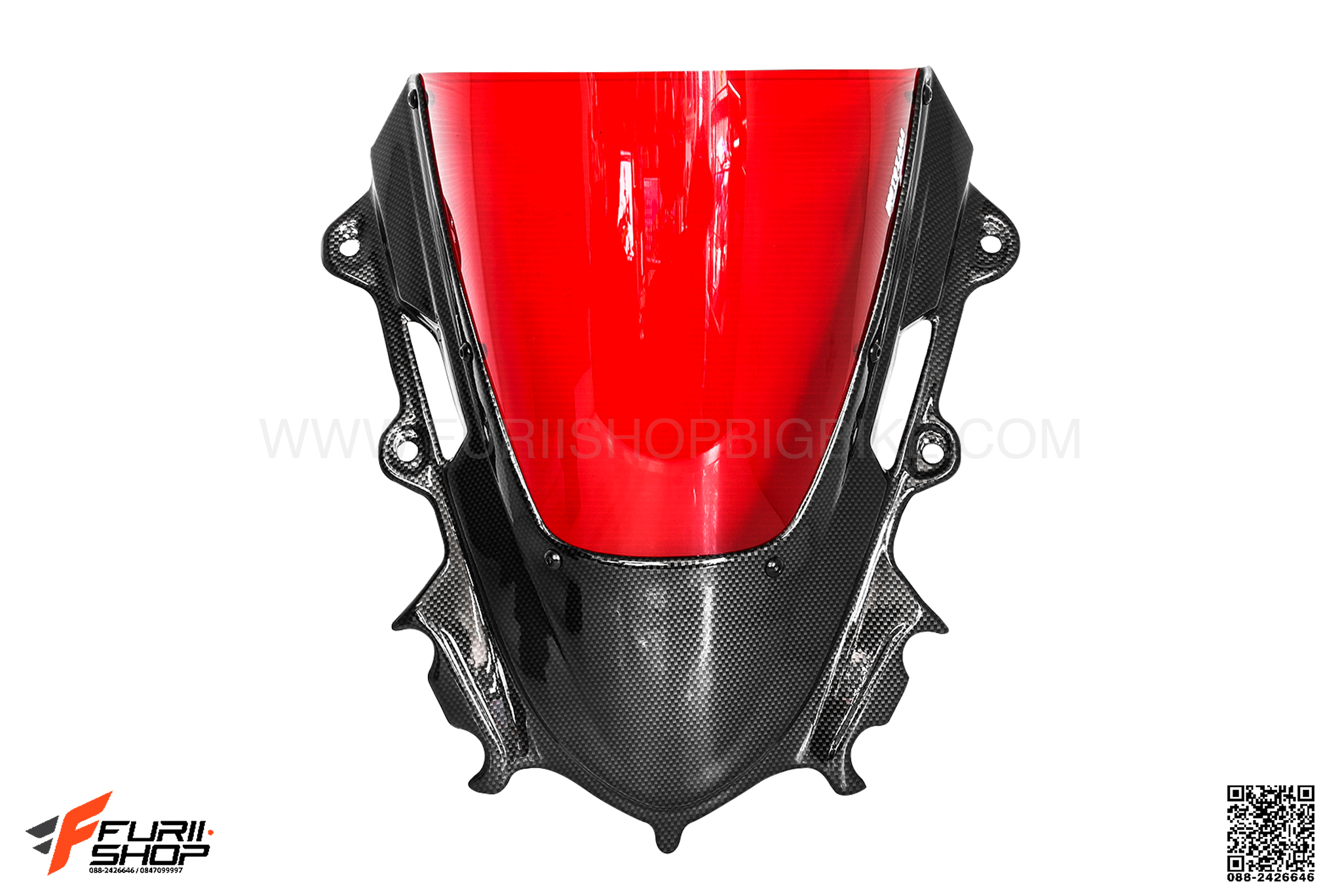 ชิวหน้าลายเคฟล่า MOTOZAAA สีแดง FOR YAMAHA R15 2017