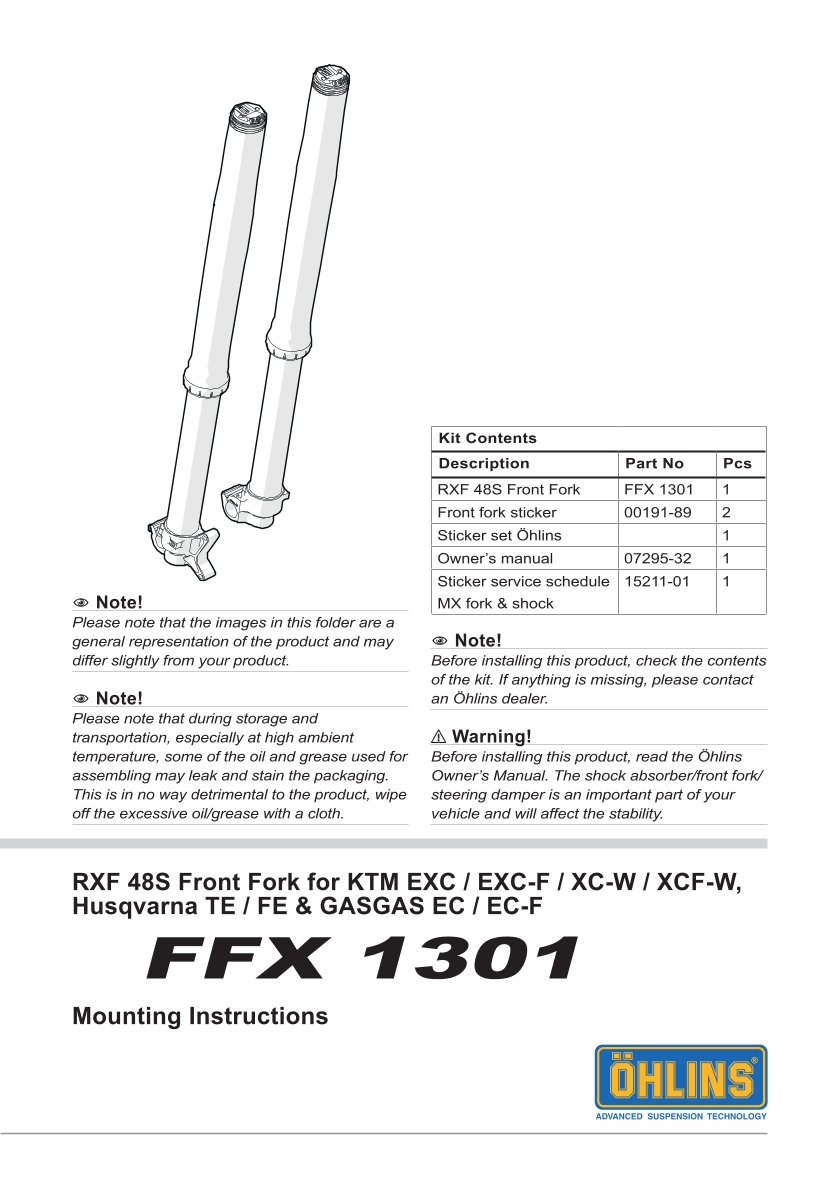 โช้คหน้า OHLINS FFX1301 FOR Husqvarna FE 250 2017-2023