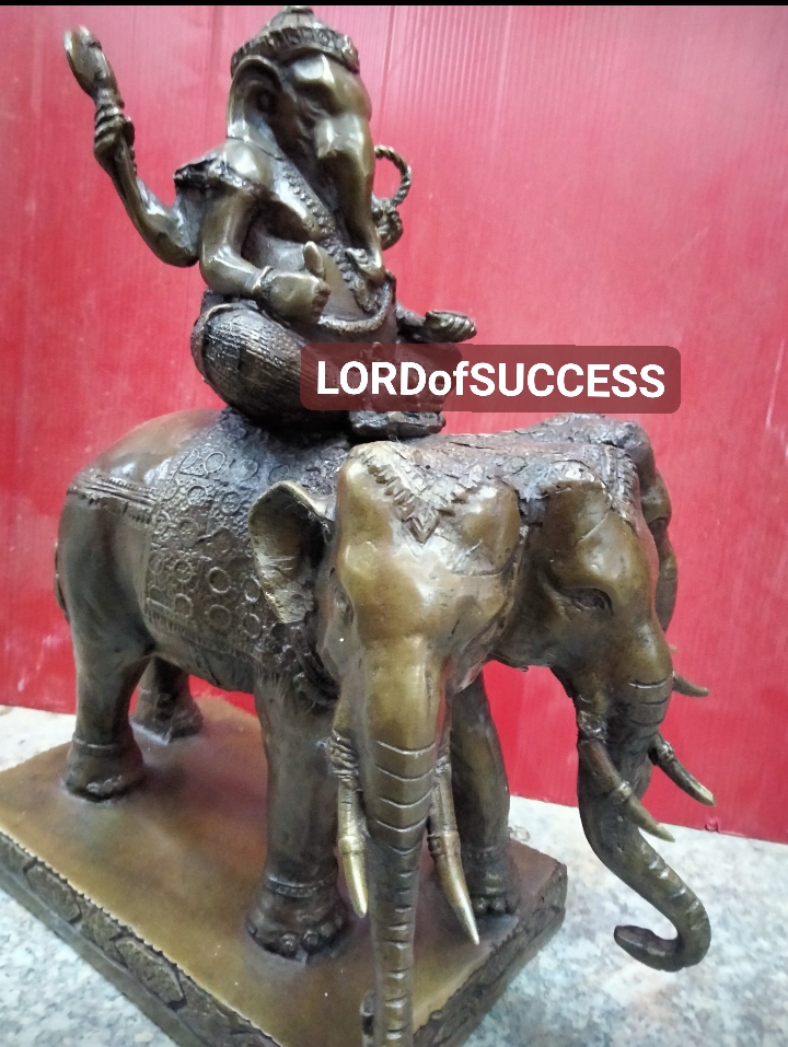 พระพิฆเนศทรงช้างเอราวัณ เนื้อทองเหลือง สูง 12 นิ้ว