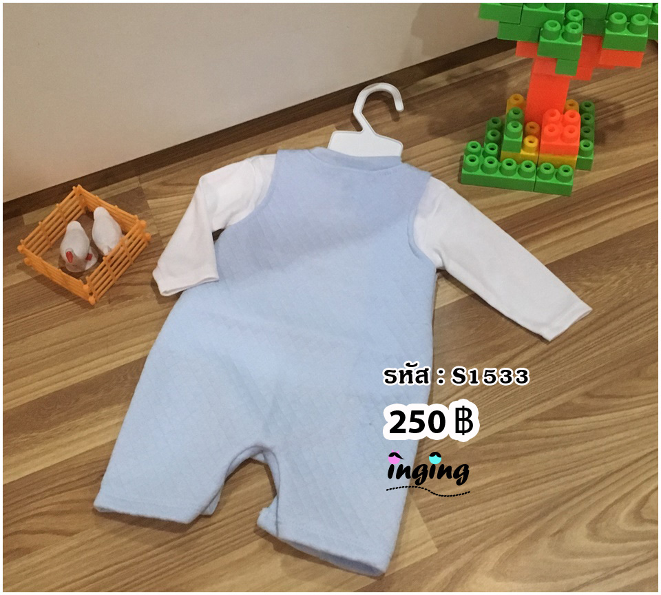 S1533_[Size-3-6-สีฟ้าลายMyBear]_ชุดเช็ต2ชิ้น(เสื้อ+เอี๊ยม)