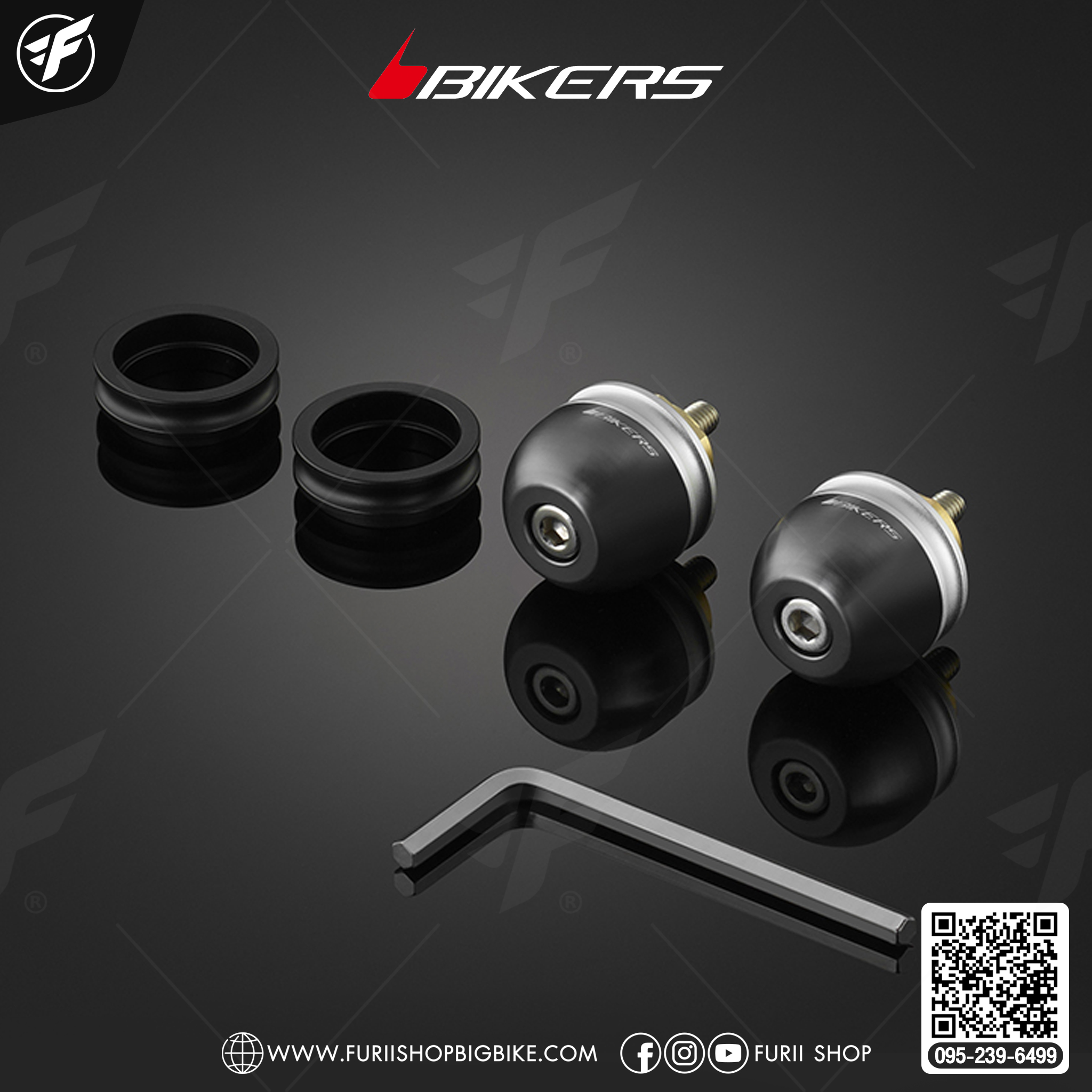 Bikers ปลายแฮนด์พร้อมตัวถ่วงน้ำหนัก สำหรับแฮนด์เดิมติดรถ APK0GAJBH0503 for Honda DAX125
