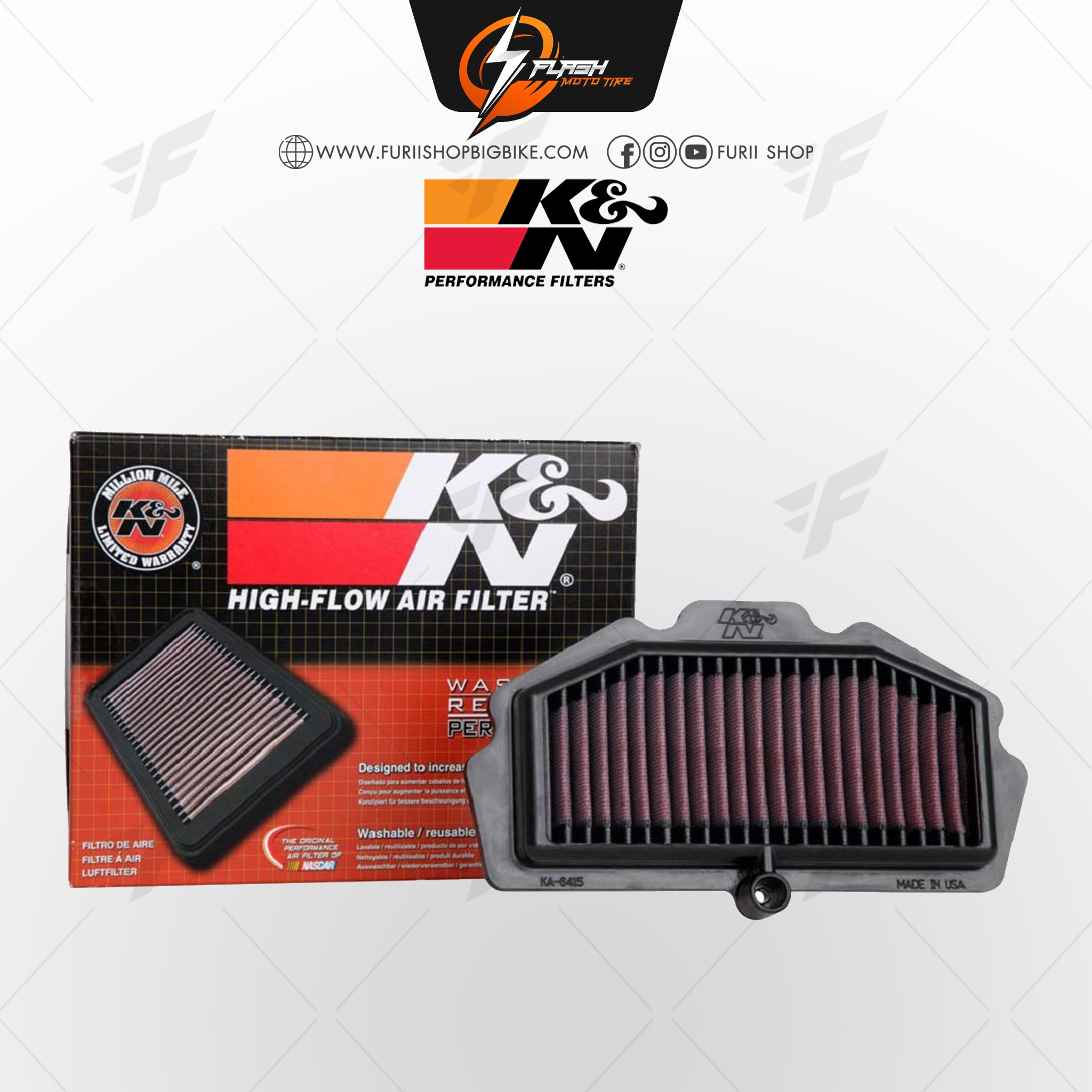 กรองอากาศ K&N สำหรับ KAWASAKI