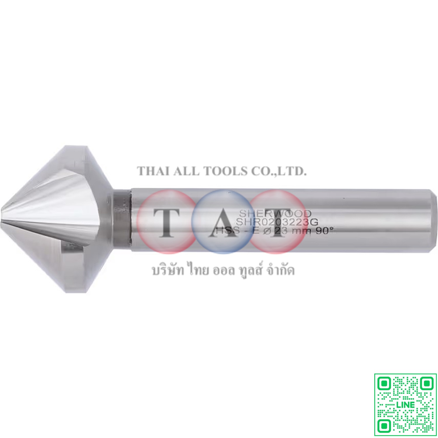 Sherwood 90°, Countersink, 23mm, Straight Shank, 3 fl, Cobalt High Speed Steel SHR0203223G