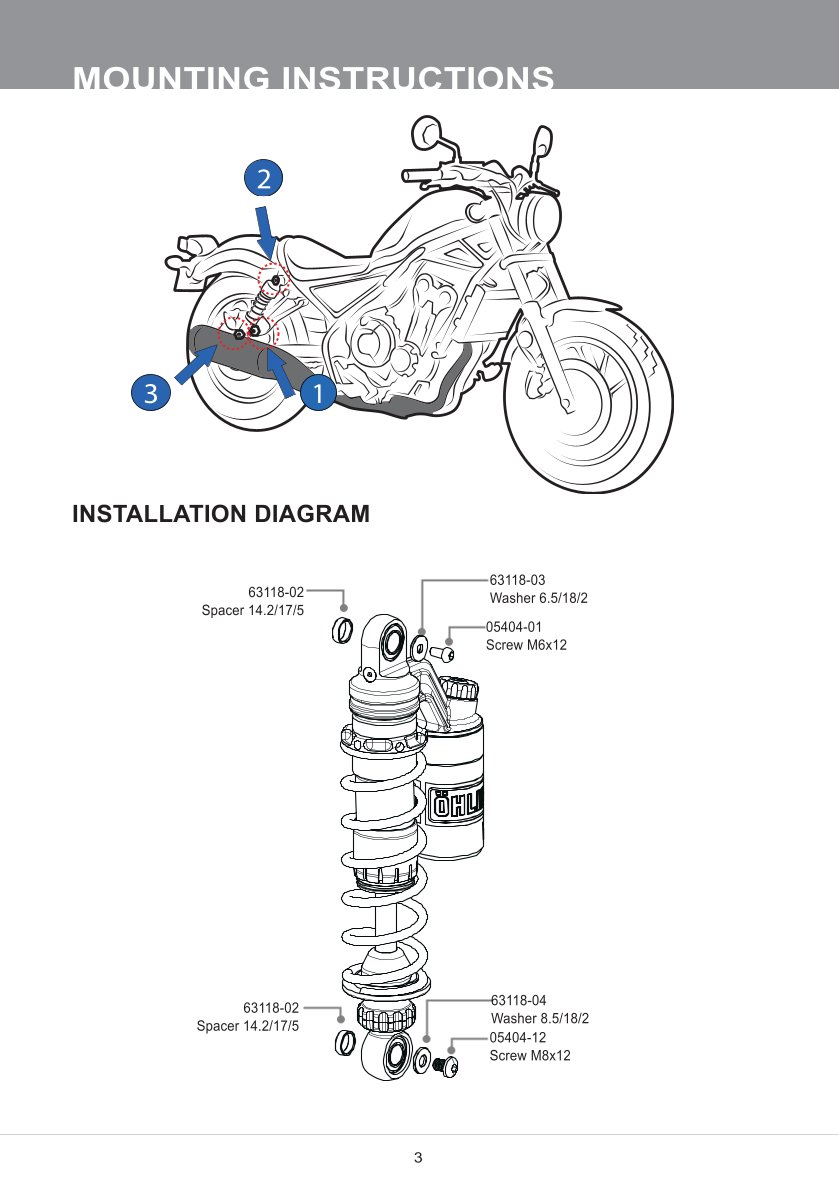 โช๊คหลัง OHLINS P Type HO718 FOR HONDA REBEL โช๊ค โช๊คแต่ง โช๊คมอเอตร์ไซค์