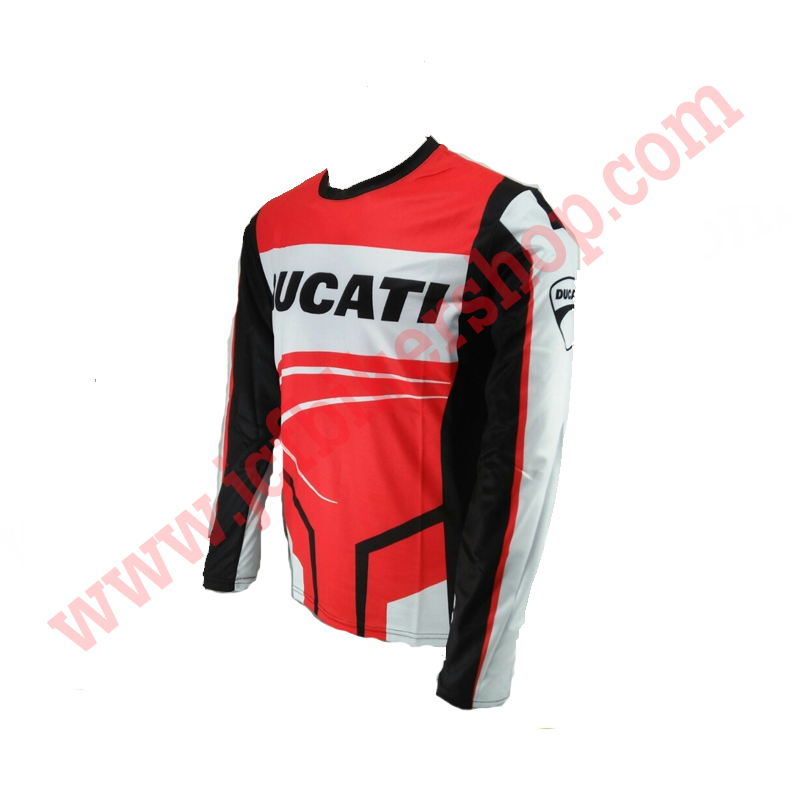 เสื้อยืดขี่มอเตอร์ไซค์ เสื้อยืดมอเตอร์ไซค์ เสื้อแขนยาวDucati JT-528L เนื้อผ้าไมโคไฟเบอร์มีประสิทธิภาพในการซับเหงื่อสูงผ้าไม่เหนียวติดตัว