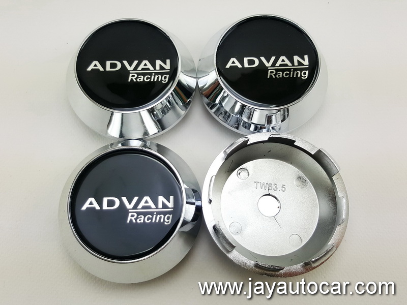 ฝาล้อรถยนต์ สำหรับ ล้อแม็ก สติ๊กเกอร์เรซิ่น ADVAN RACING สีเงิน ขนาด 63.5 มิล 1ชุด 4ชิ้น