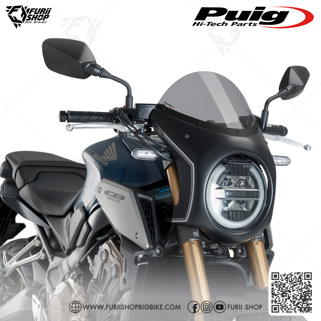 ชิลด์หน้า Puig Windshield Retro Semi Fairing Black : for Honda CB650R 2019-2022