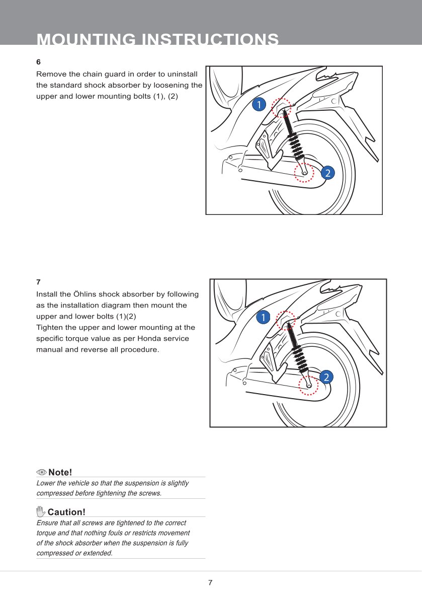 โช๊คหลังแต่ง Ohlins HO647 For Honda Wave 110i VN / Wave 125i TH ปี 2015-2022