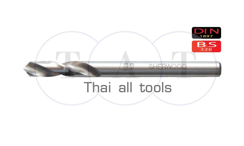 ดอกสว่านเจาะเหล็ก สีเงิน (mm) HSS S/S BRIGHT STUB DRILL SHERWOOD