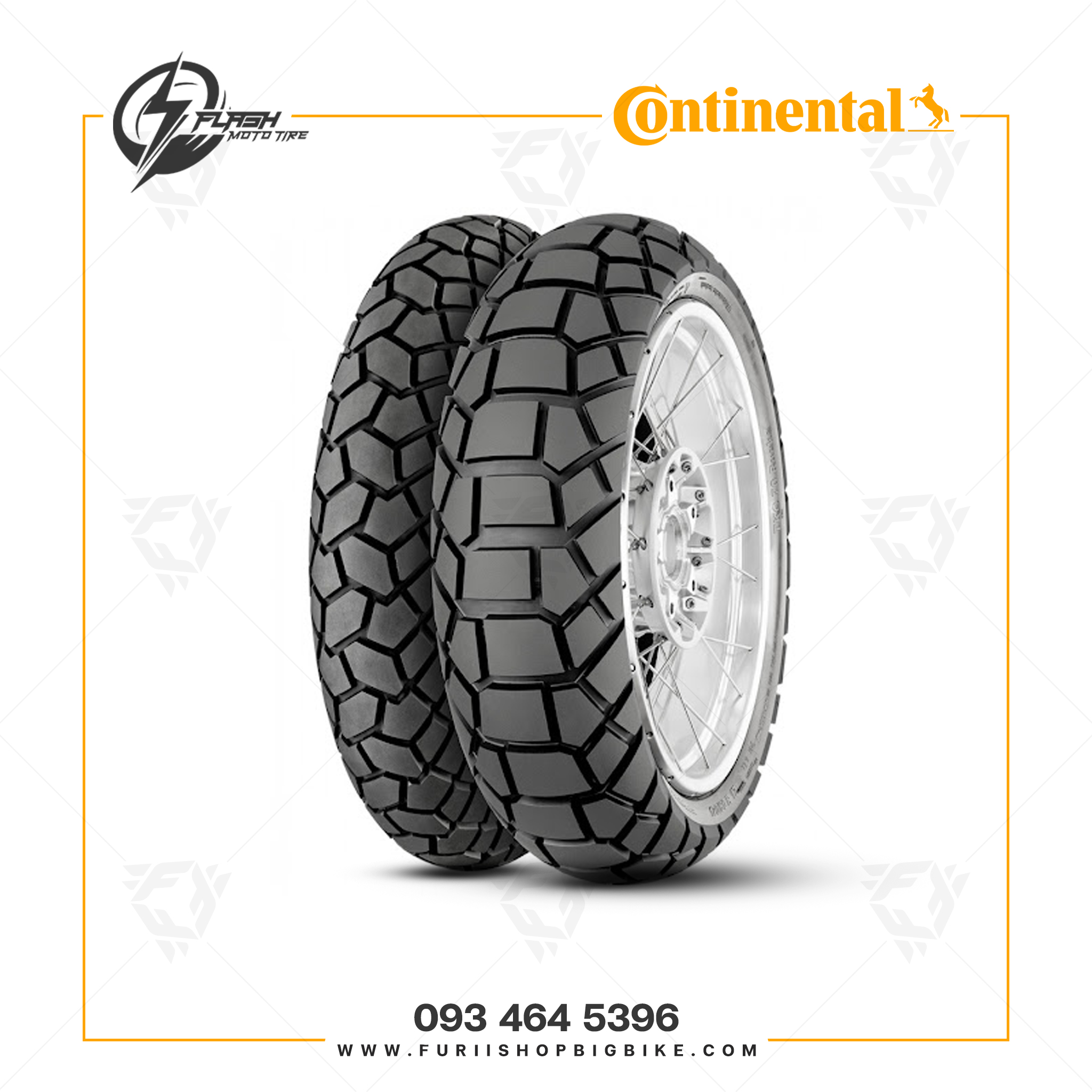 ยางมอเตอร์ไซค์ CONTINENTAL Conti TKC70 Rock : F 90/90-21 + R 150/70R17
