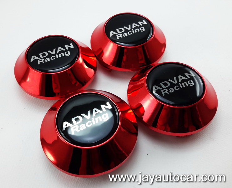 ฝาล้อรถยนต์ สำหรับ ล้อแม็ก สติ๊กเกอร์เรซิ่น ADVAN RACING สีแดง ขนาด 58 มิล 1ชุด 4ชิ้น 58mm.