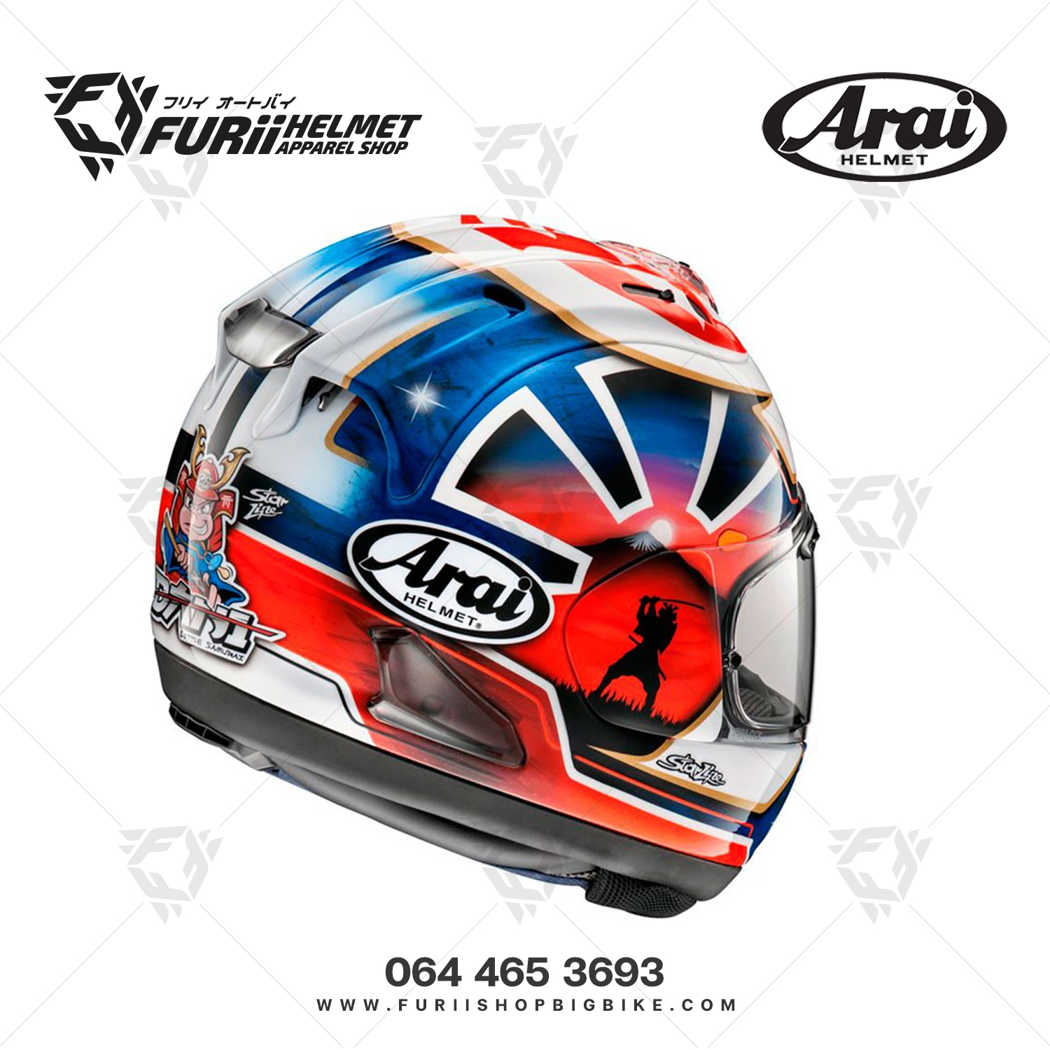 หมวกกันน็อคเต็มใบ Arai : RX-7V EVO Pedrosa Spirit Blue
